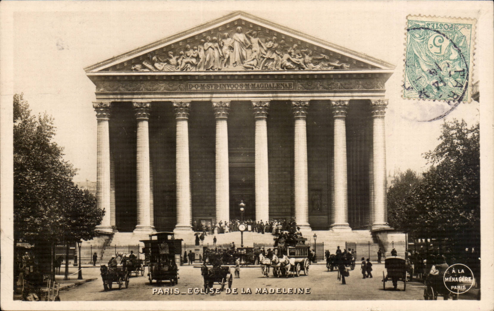 Paris 8 - Church of the Madeleine - horse - horse drawn carriages - CPA