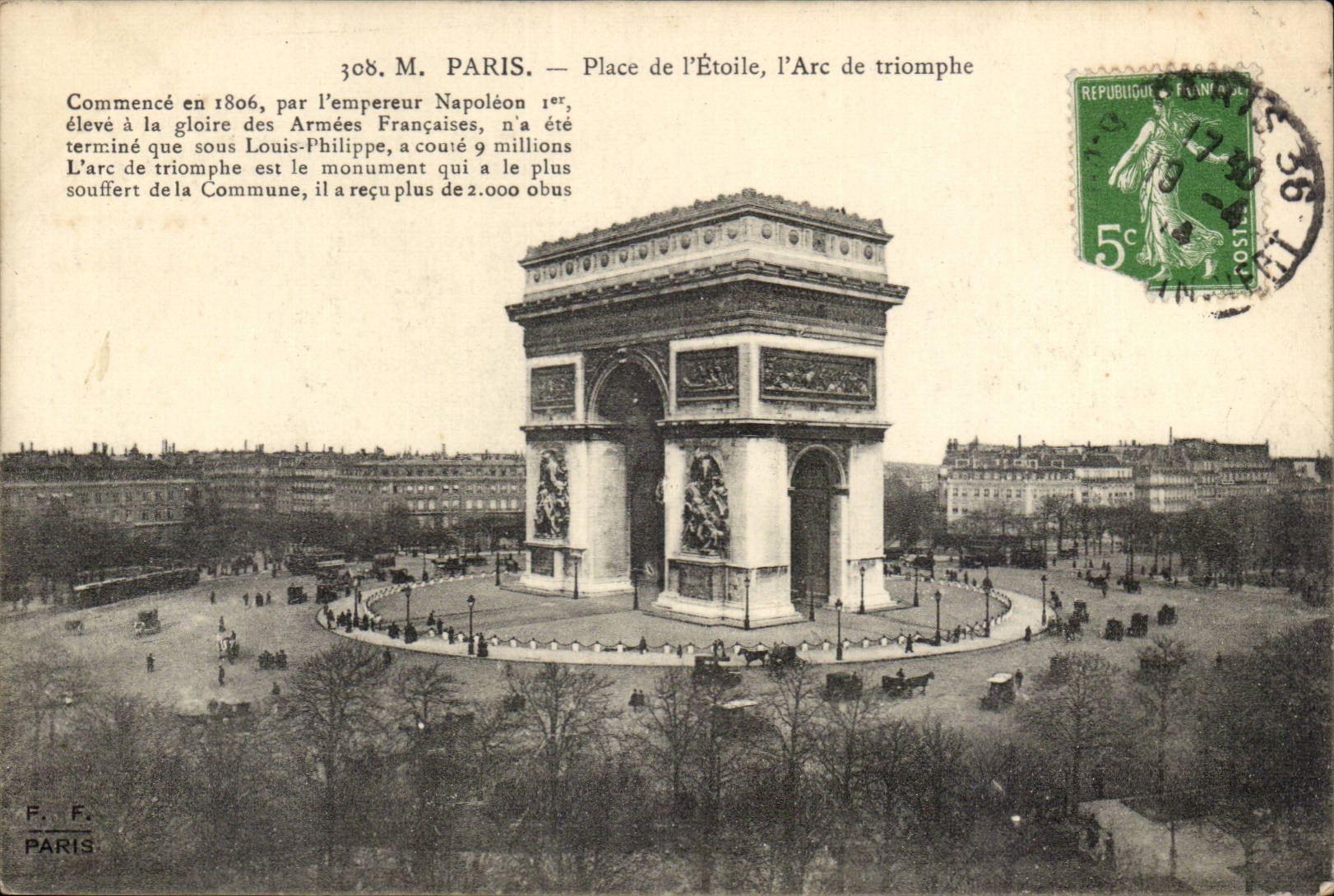 Paris 8 - Arc de Triomphe - Place of Etoile the CPA