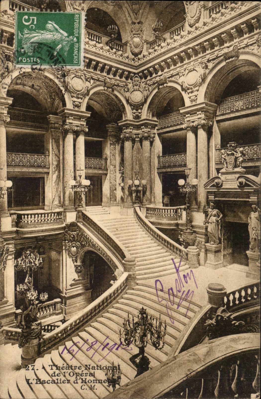 Paris - 8 - the Opera - Staircase CPA
