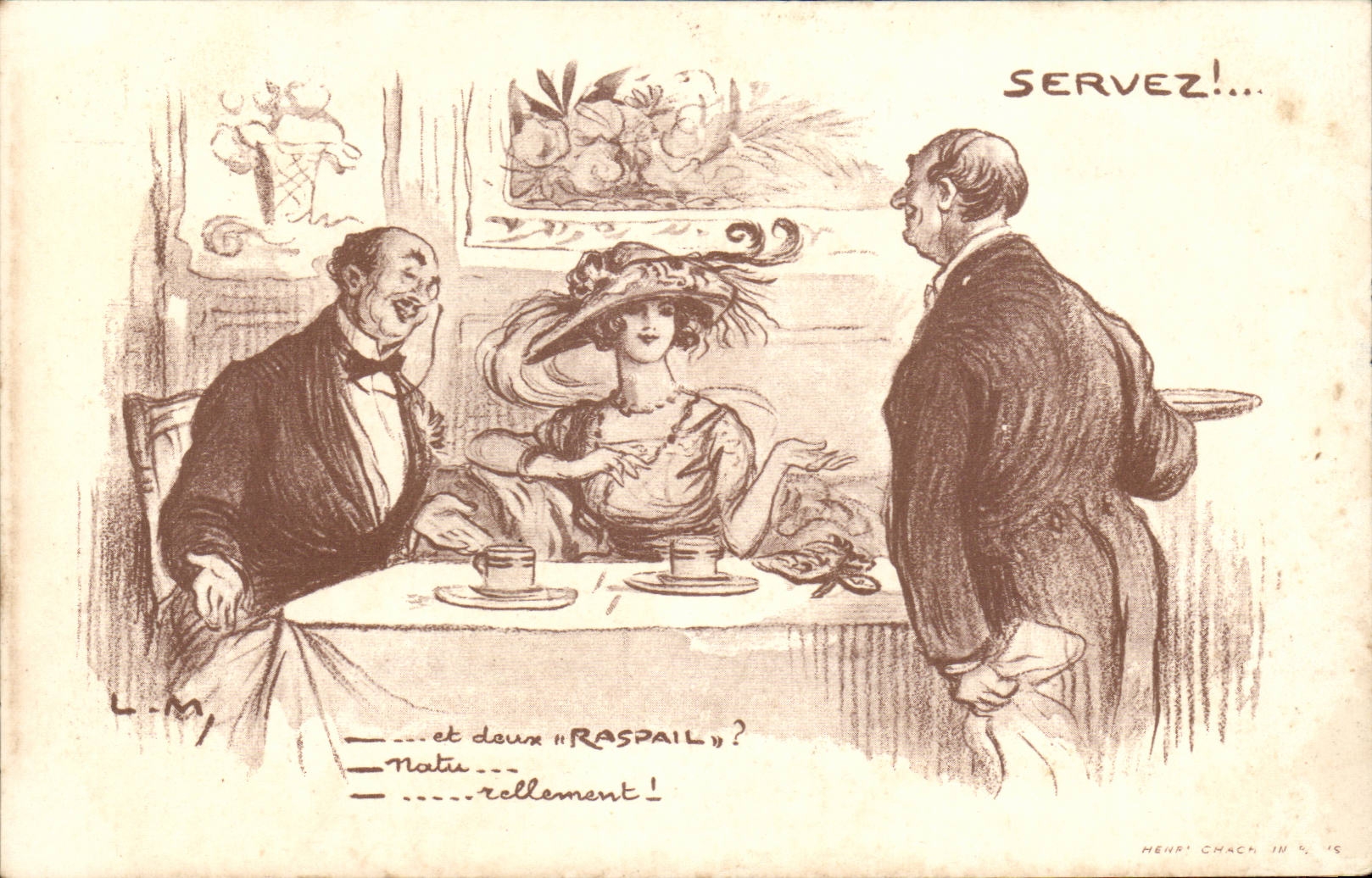 Humour - Illustration - Servez - Deux Raspail - Restaurant - CPA