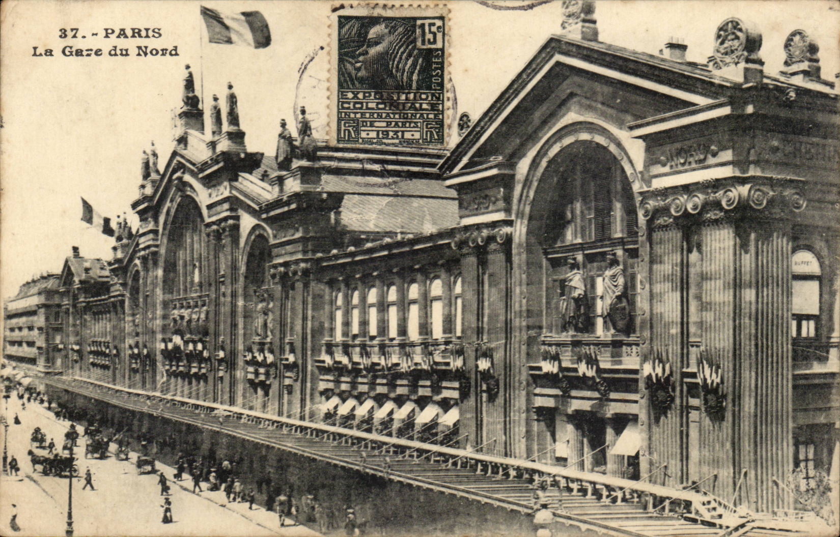 Paris - 10 - Station of North - flag - CPA