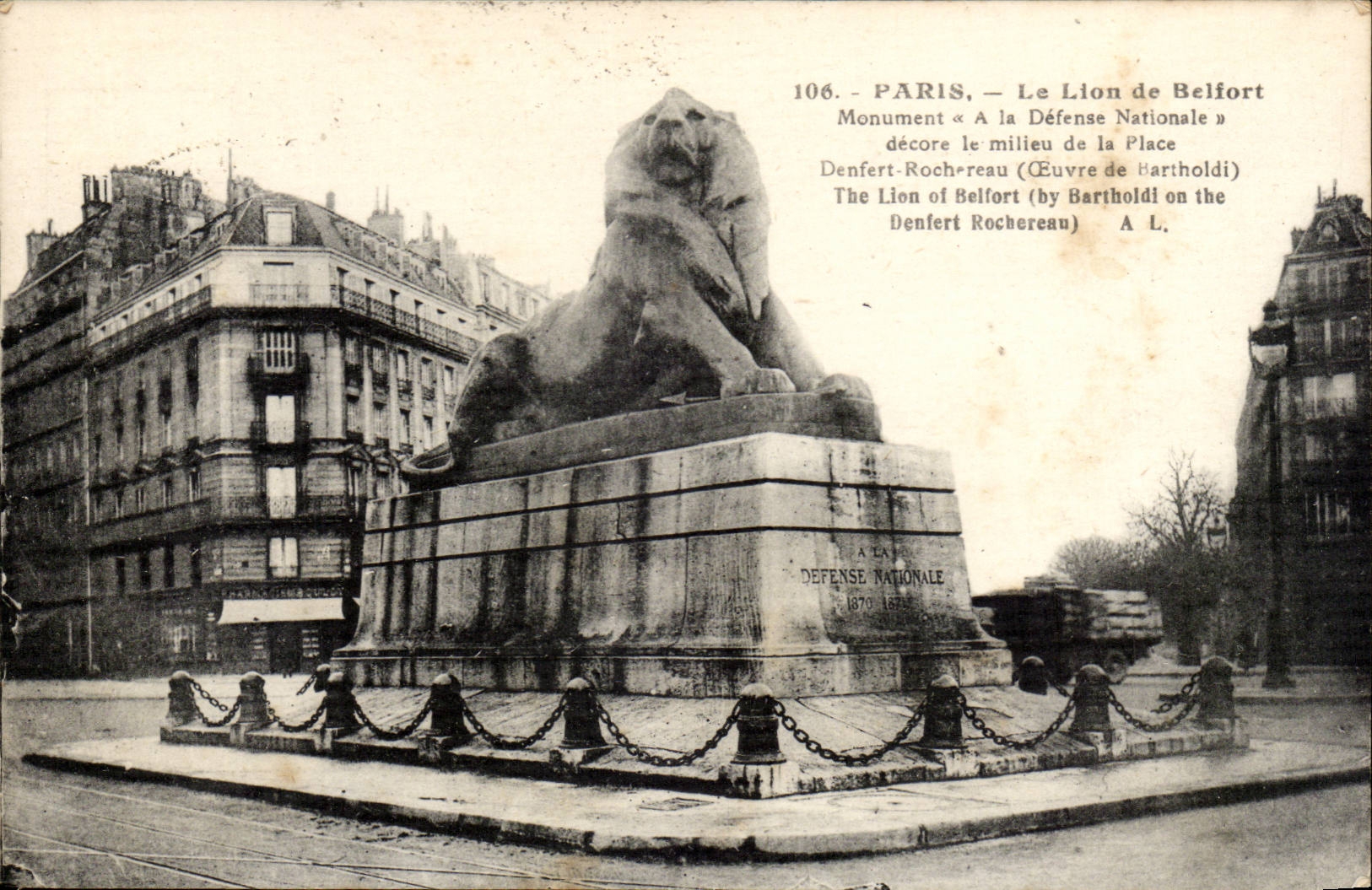 Paris 14 - The Lion of Belfort CPA