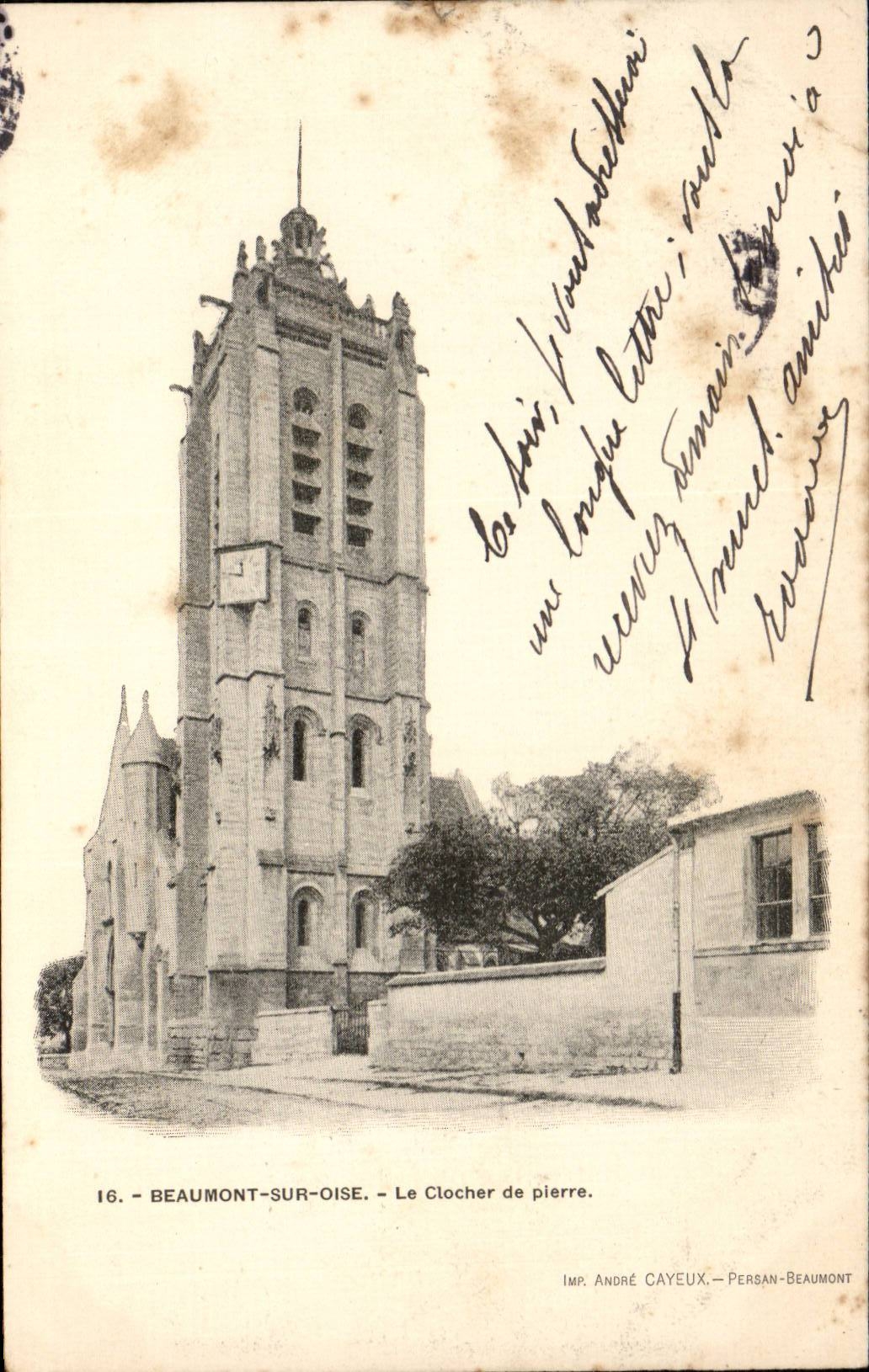 Beaumont on Oise - the Bell-tower of Pierre - CPA