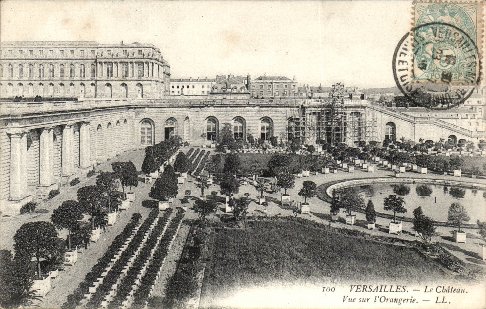 Versailles - the Castle - sight on Orangery CPA