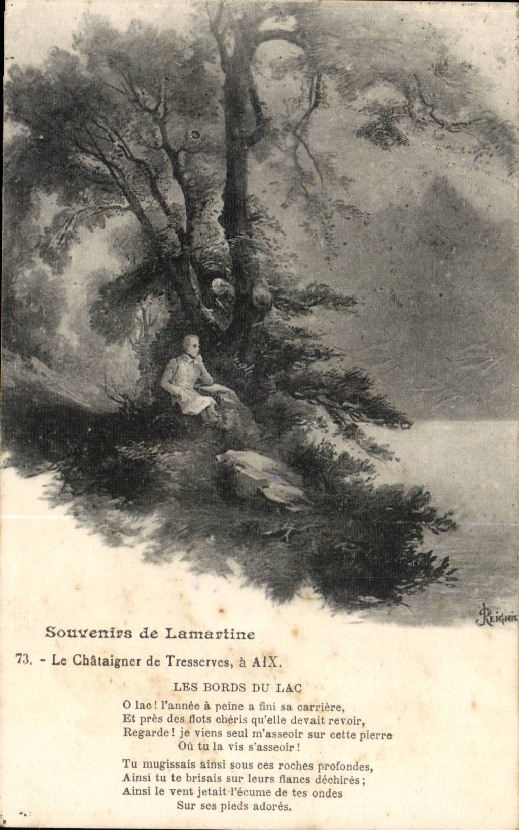 Aix - Souvenirs of Lamartine - Chataigner - poetry - CPA