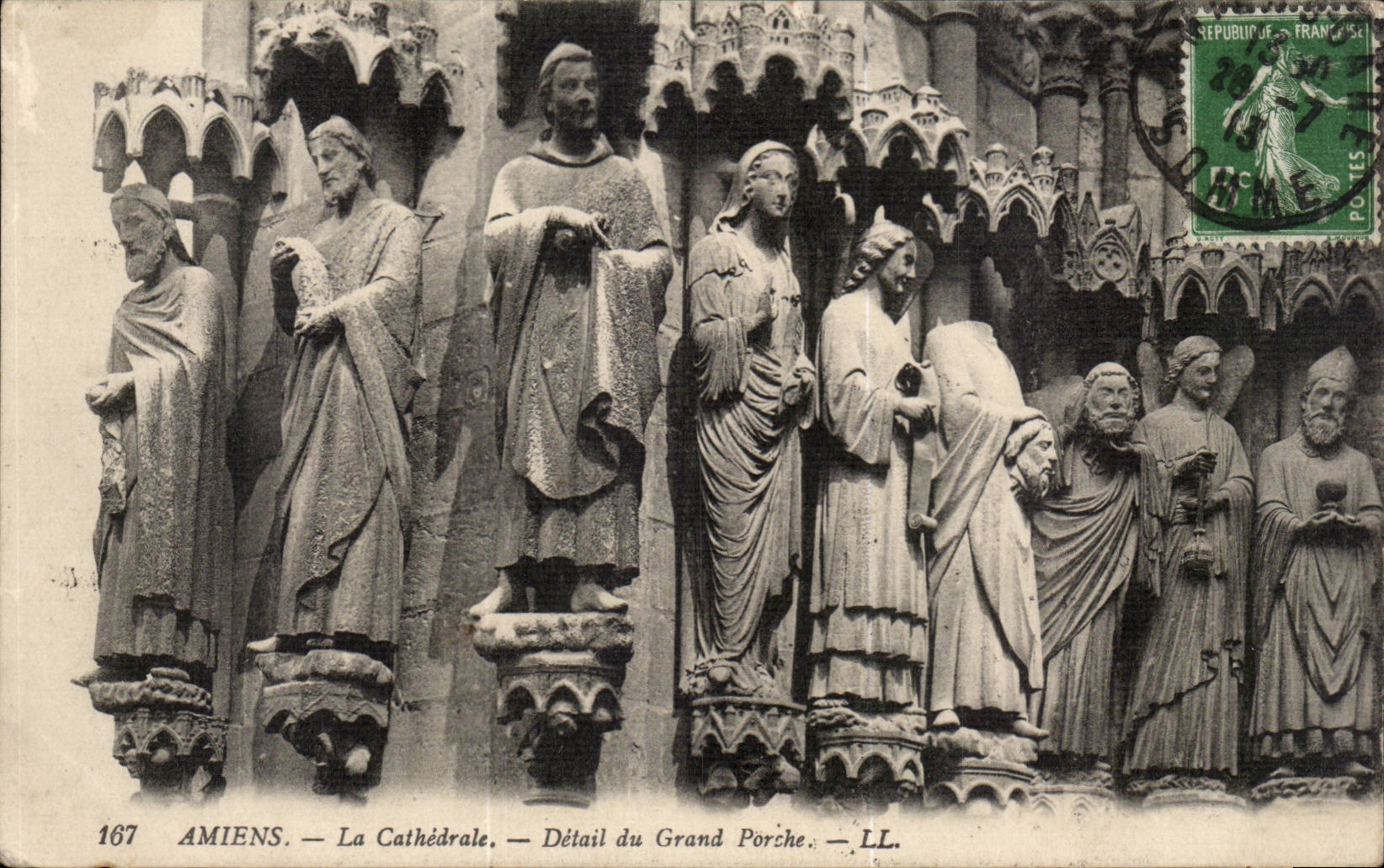 Amiens - Detail of the Large Porch - the Cathedral - CPA
