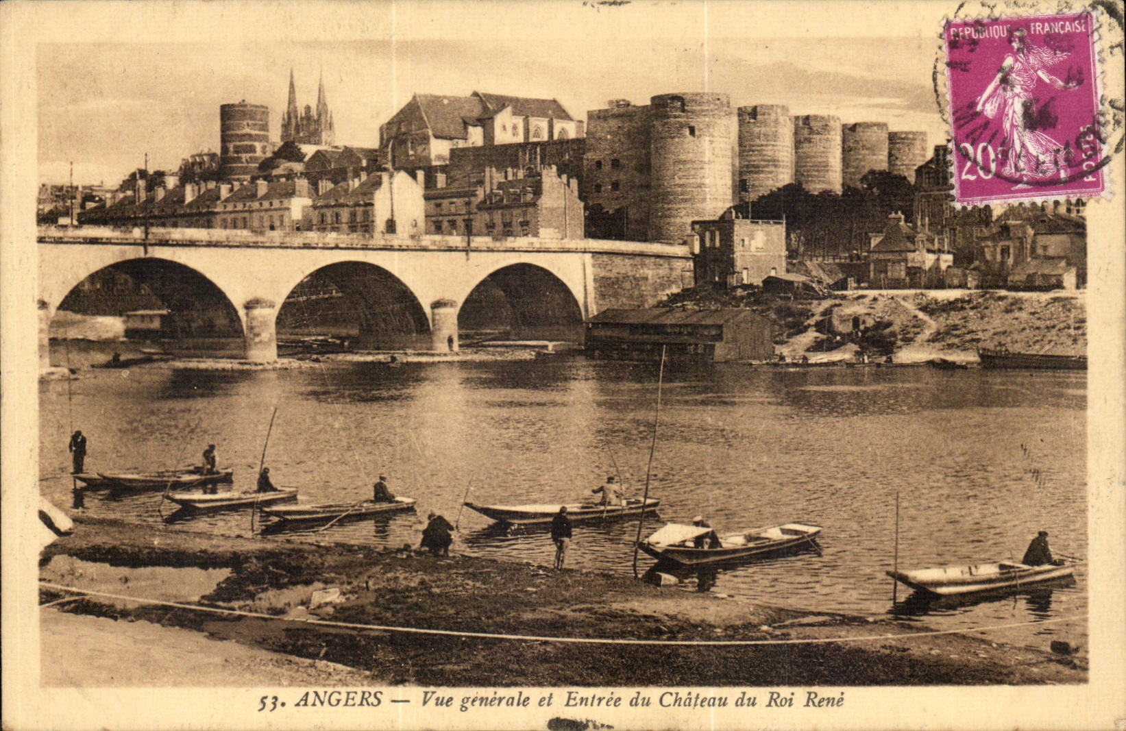 Angers - View and Entrance of the Castle of King Rene - Sinning CPA