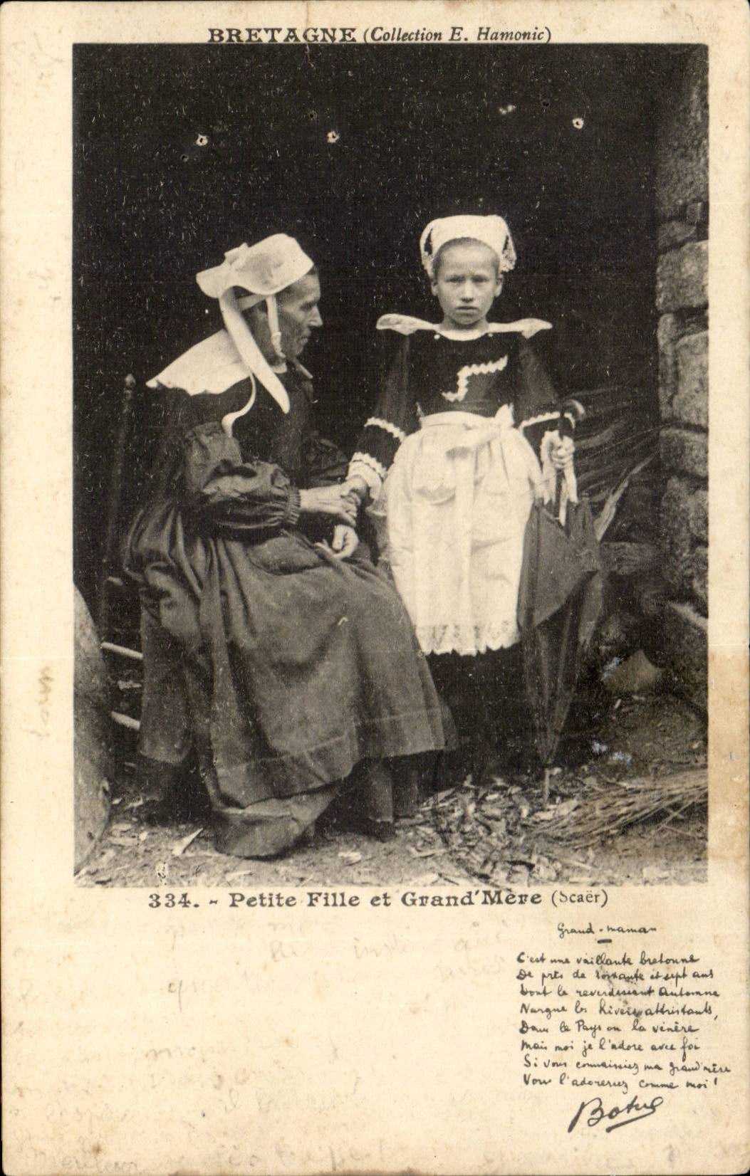 Folklore - Costumes - Little girl and Large Mother - CPA