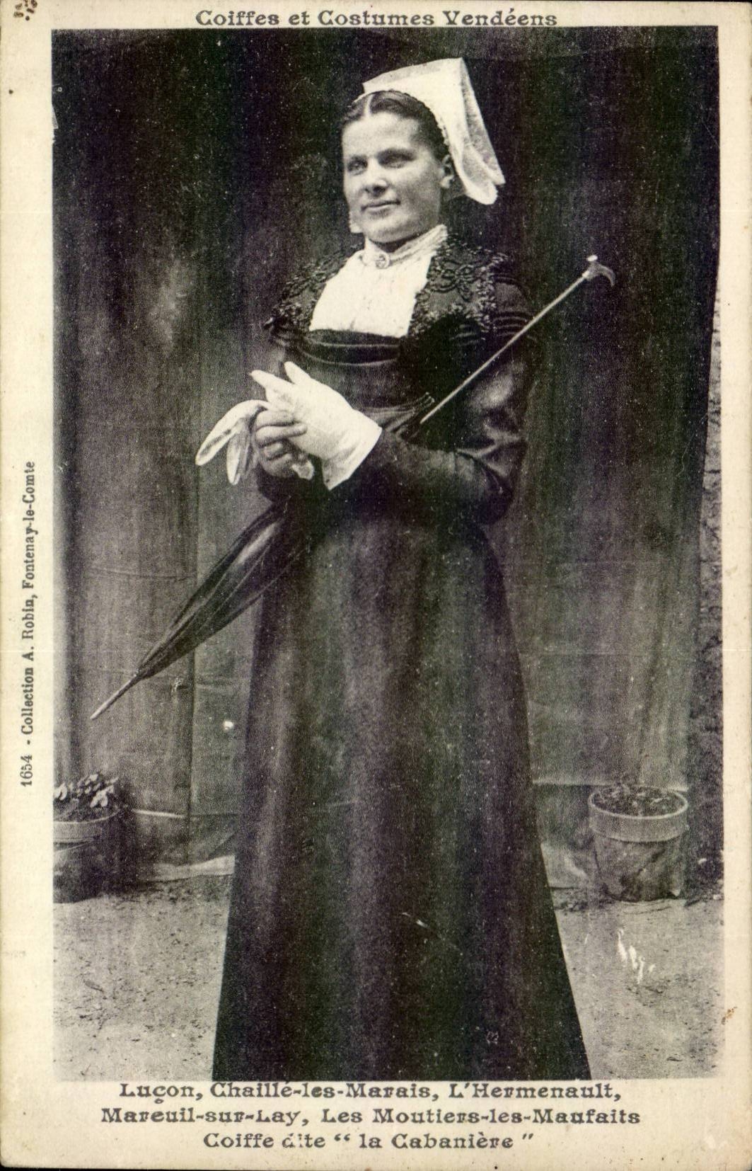 Kappen und Kostume Vendeene Lucon Folklore - Strassenmetallsumpfe - Mareuil auf gelegtem CPA