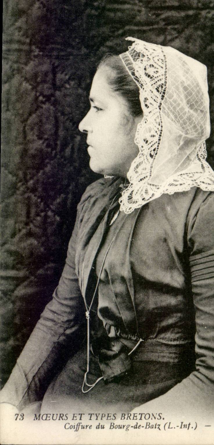 Fokore - Kostume - bretonische Arten - Weise-Frisur der Stadt von Batz CPA