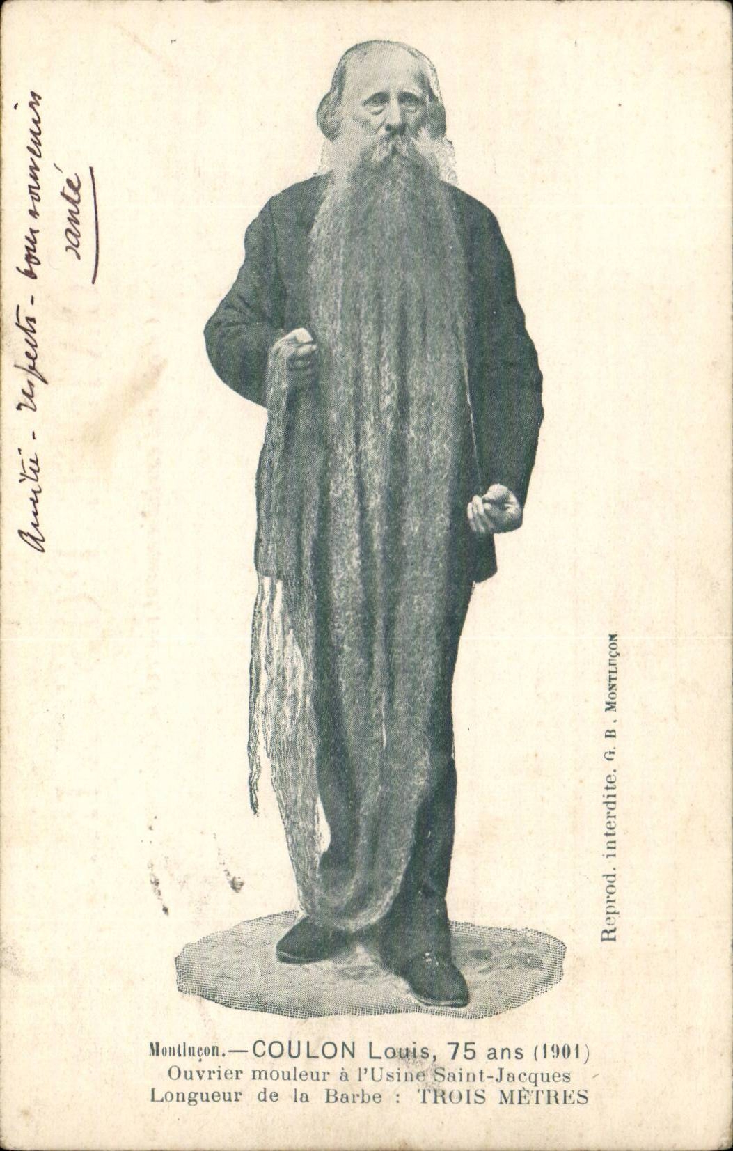 Louis Coulon - longor of his Beard 3 Bills of quantities 75 years - 1901 Folklore - CPA