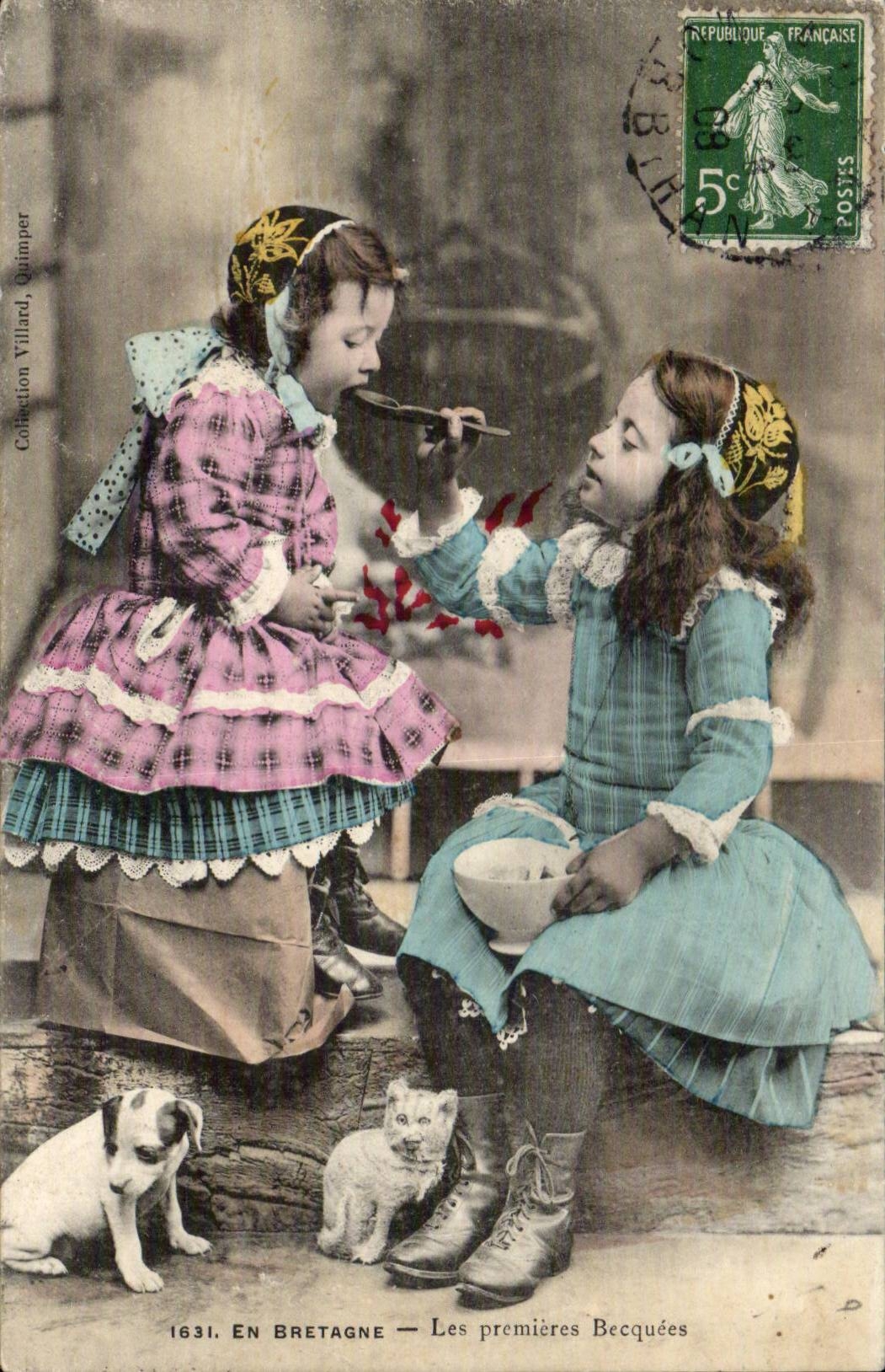 Fantasy - Children - First Beakfuls - Dog - Cat - Kitten - In Brittany - CPA