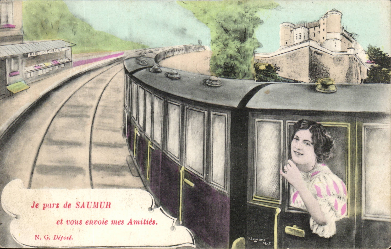 Saumur - I Leave Saumur and sends my Friendships to you - train - - CPA