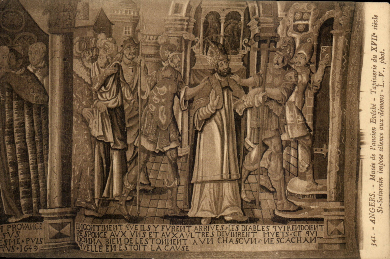 Angers - Museum of Old Eveche - Tapestry - Tapestry - St Satunin imposes silence on demons CPA
