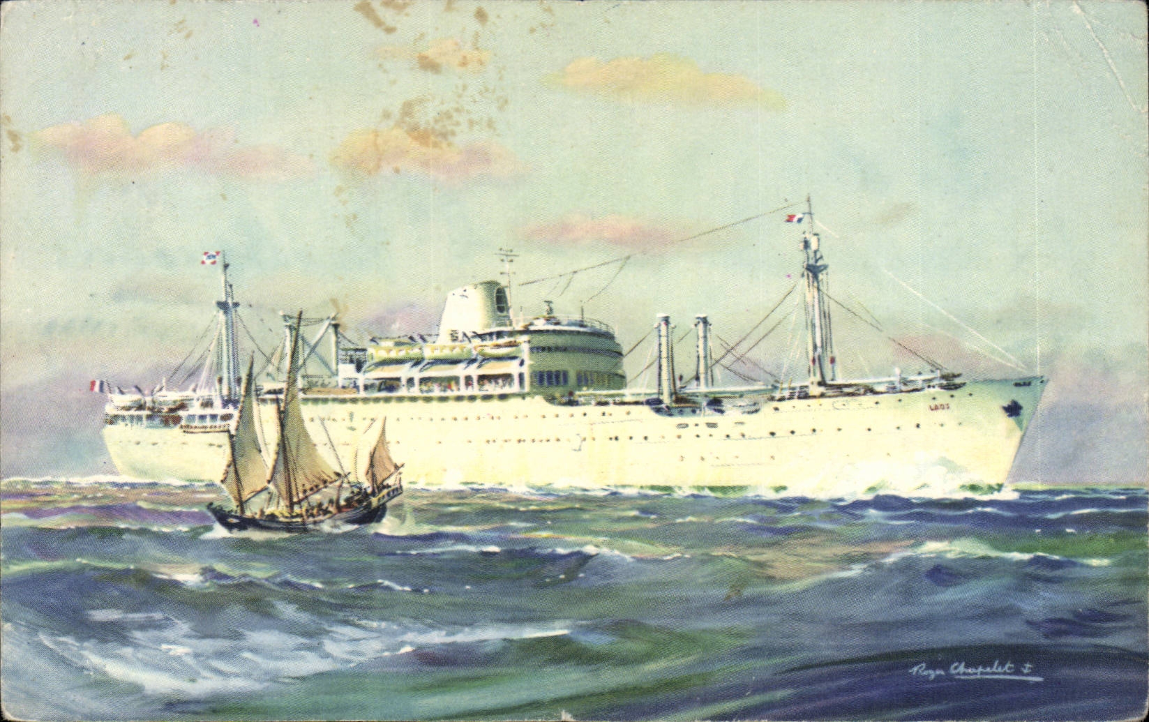 Steamers - Steamer - Boats - Loas - Company of Messageris Maritime CPA