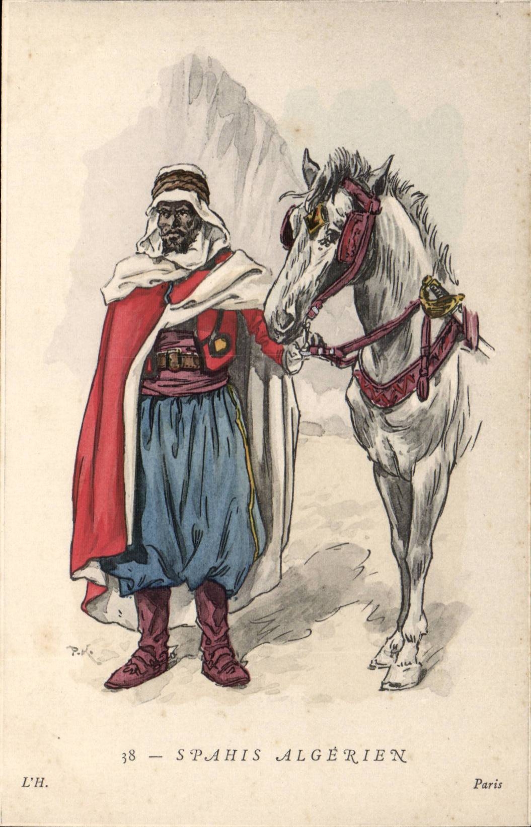 Afrika - Afrika - Algerien - algerisches Spahis - Pferd - Pferd - CPA