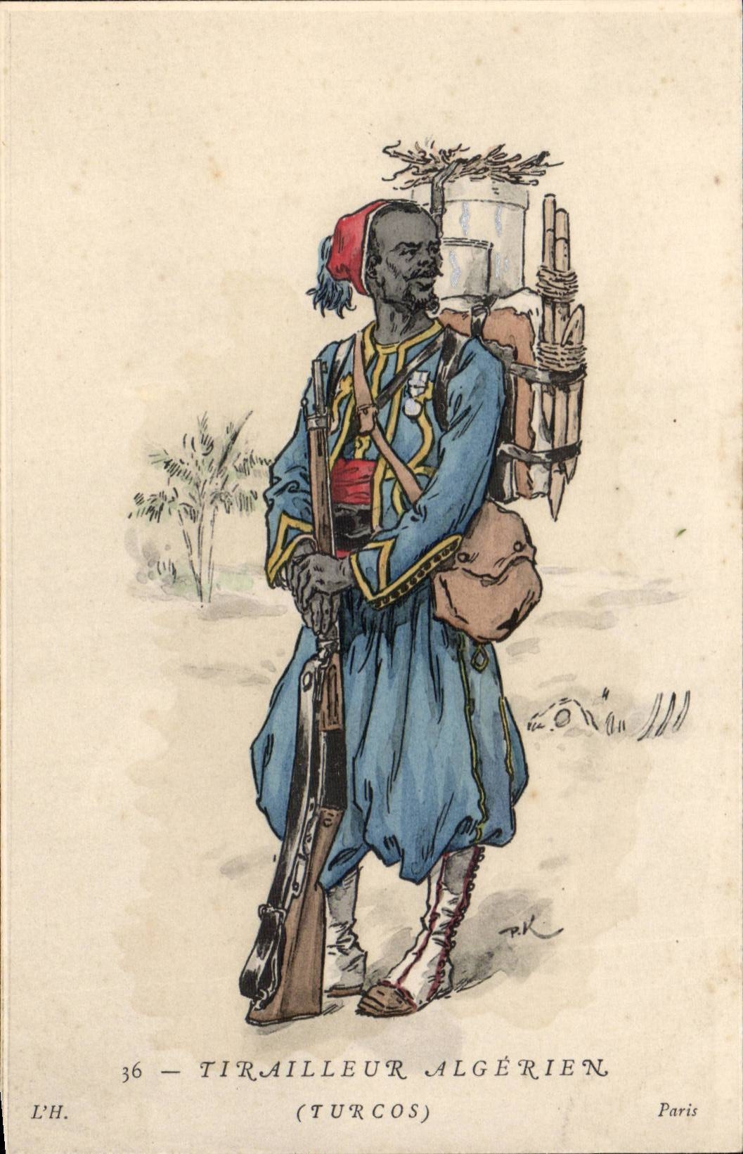 Afrika - Afrika - Algerien - algerischer Rifleman - Pferd - Pferd - CPA (militaria)