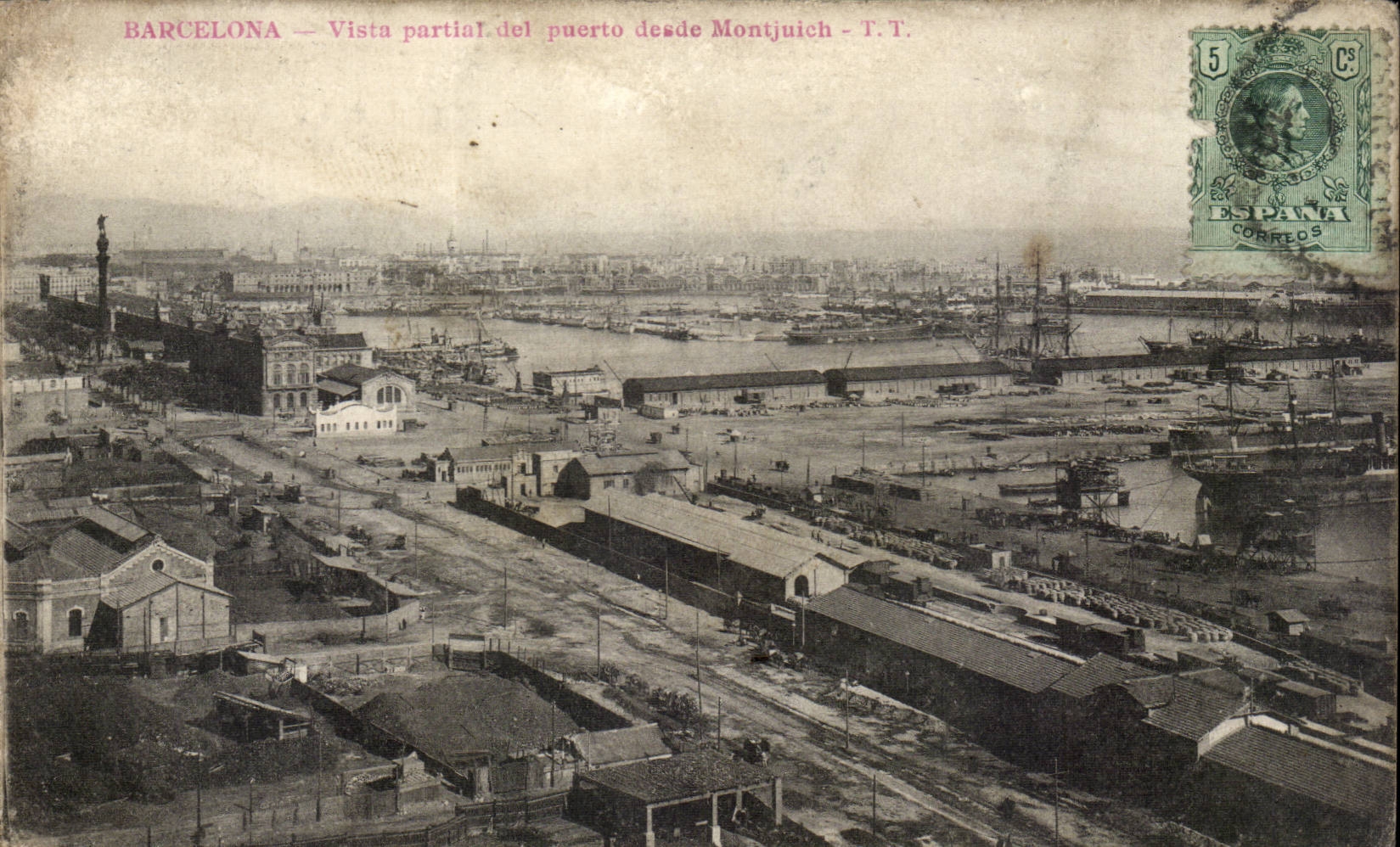 Espana - Spain - Spain - Barcelona - Vista - puerto desde Montjuiche - CPA