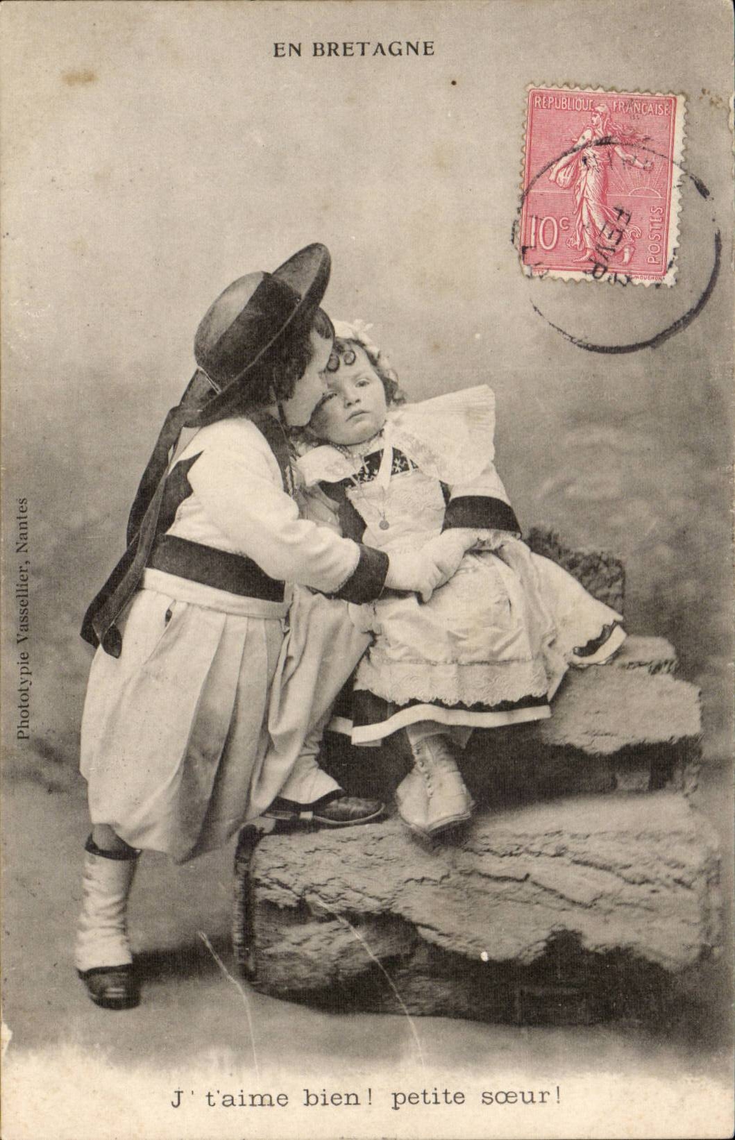 Fantasy - I like small sister - In Brittany - Children - Adorable Children - CPA