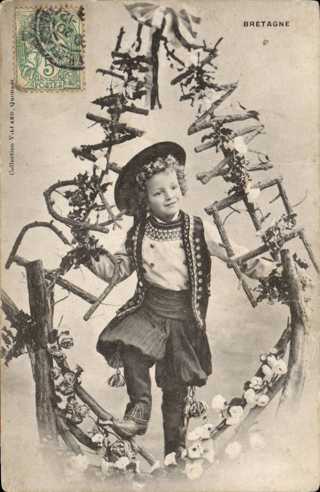 Folkore - Costumes - Happy New Year - In Brittany - Child - CPA