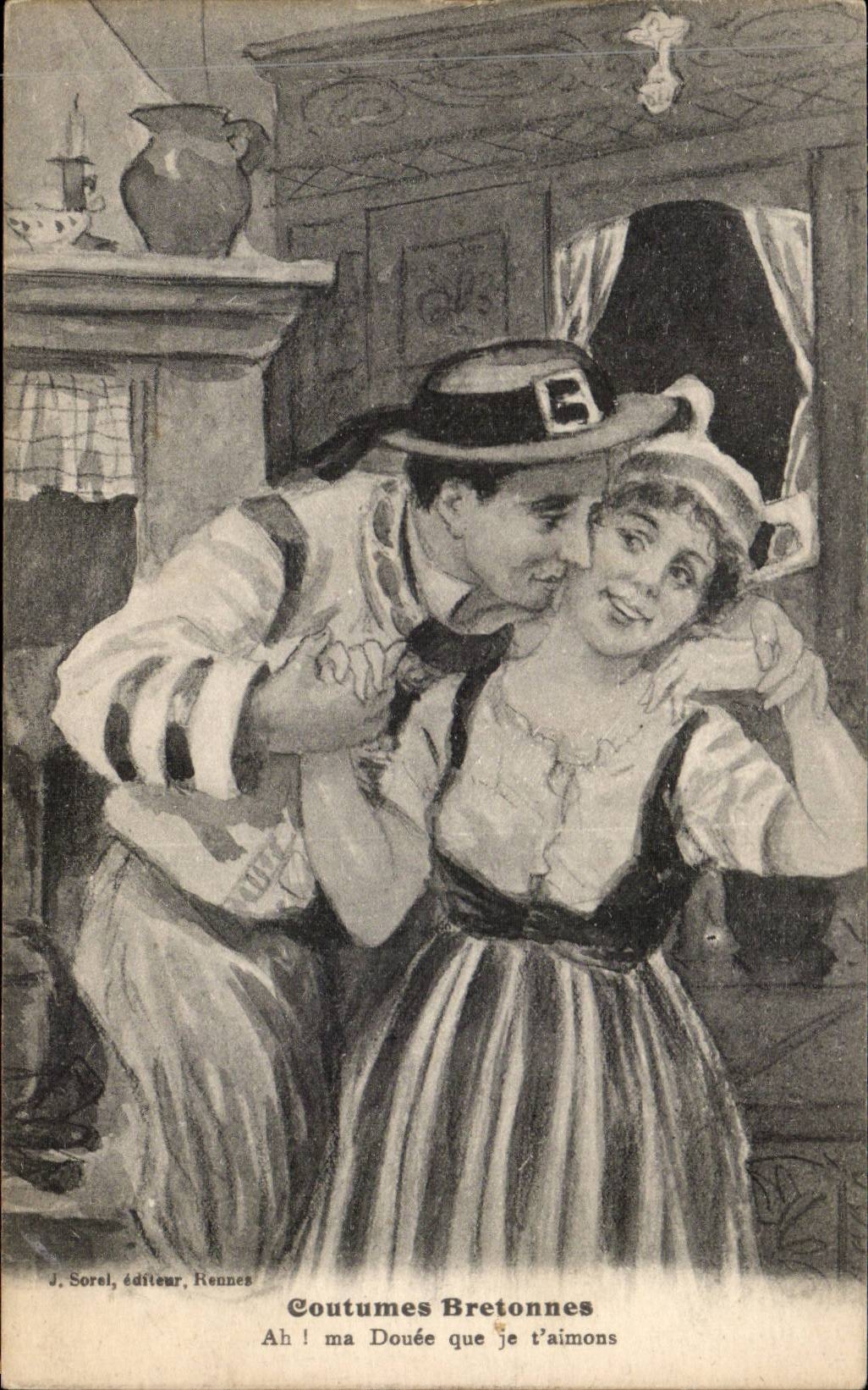 Folklore - Costumes - Illustration In Brittany - CPA