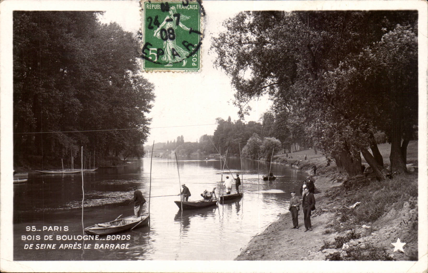 Paris 16 - Bois de Boulogne -Bords de Seine Apres le Barrage Pecheurs CPA 