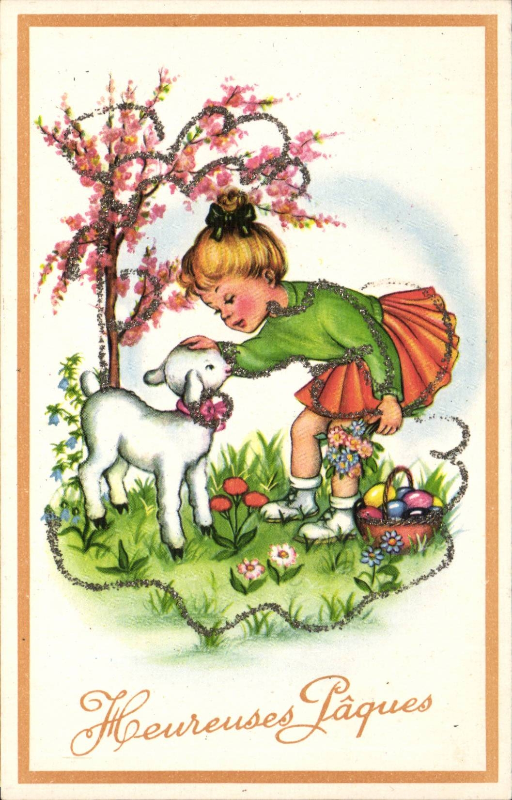 Gluckliche CPA Ostern Schafe (Ostern Ostern)