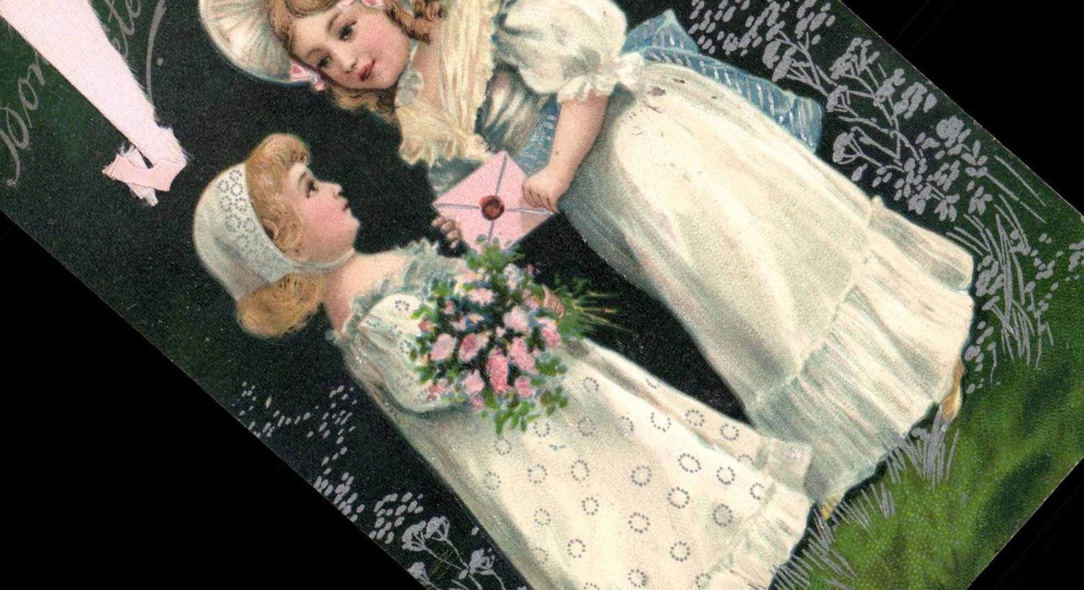 Fantasy - Child - Sweet children with little letter - CPA