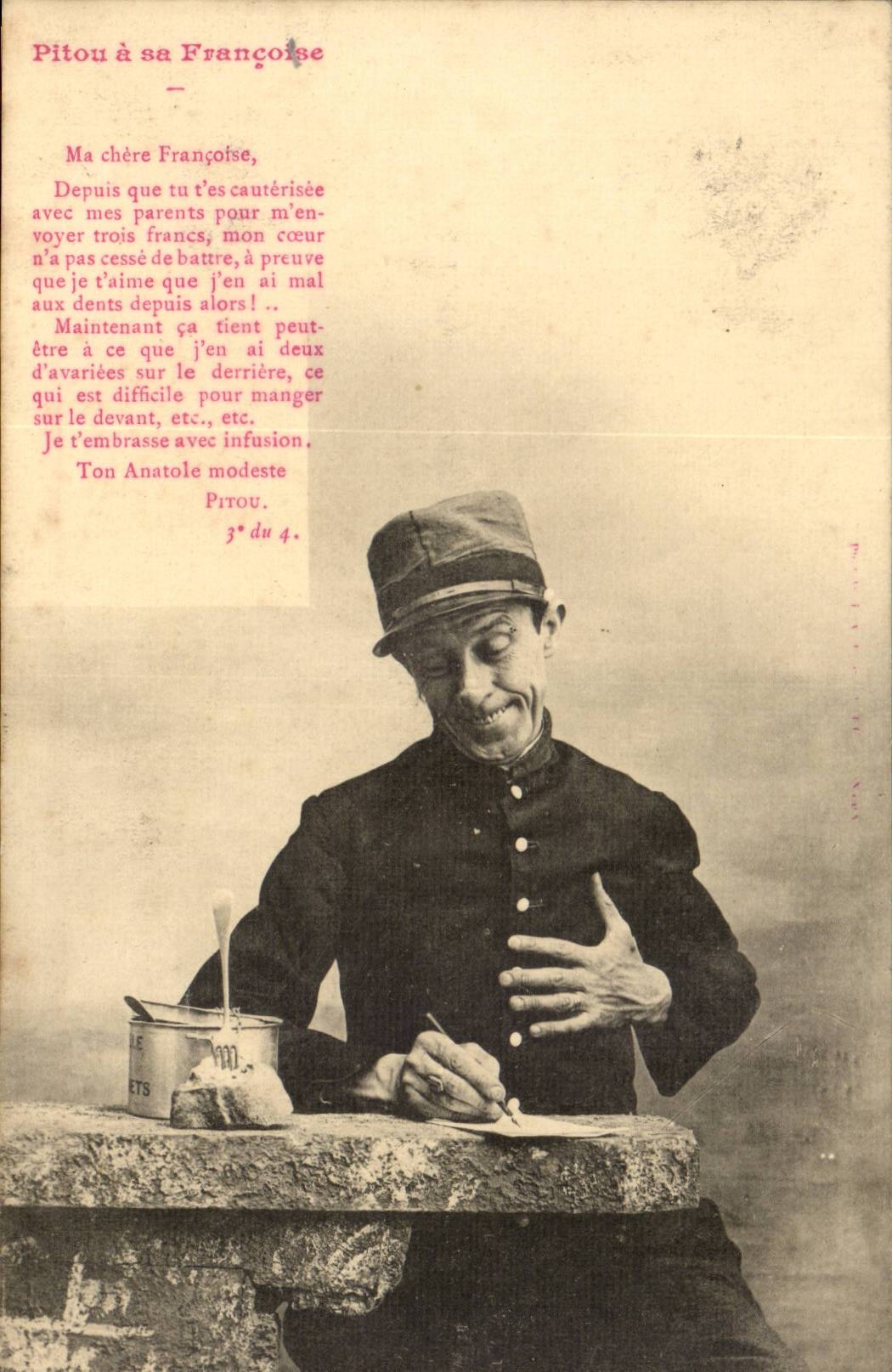 Fantasy - Man - Pitou has its Franoise - Humor - Man with expression filled face - CPA