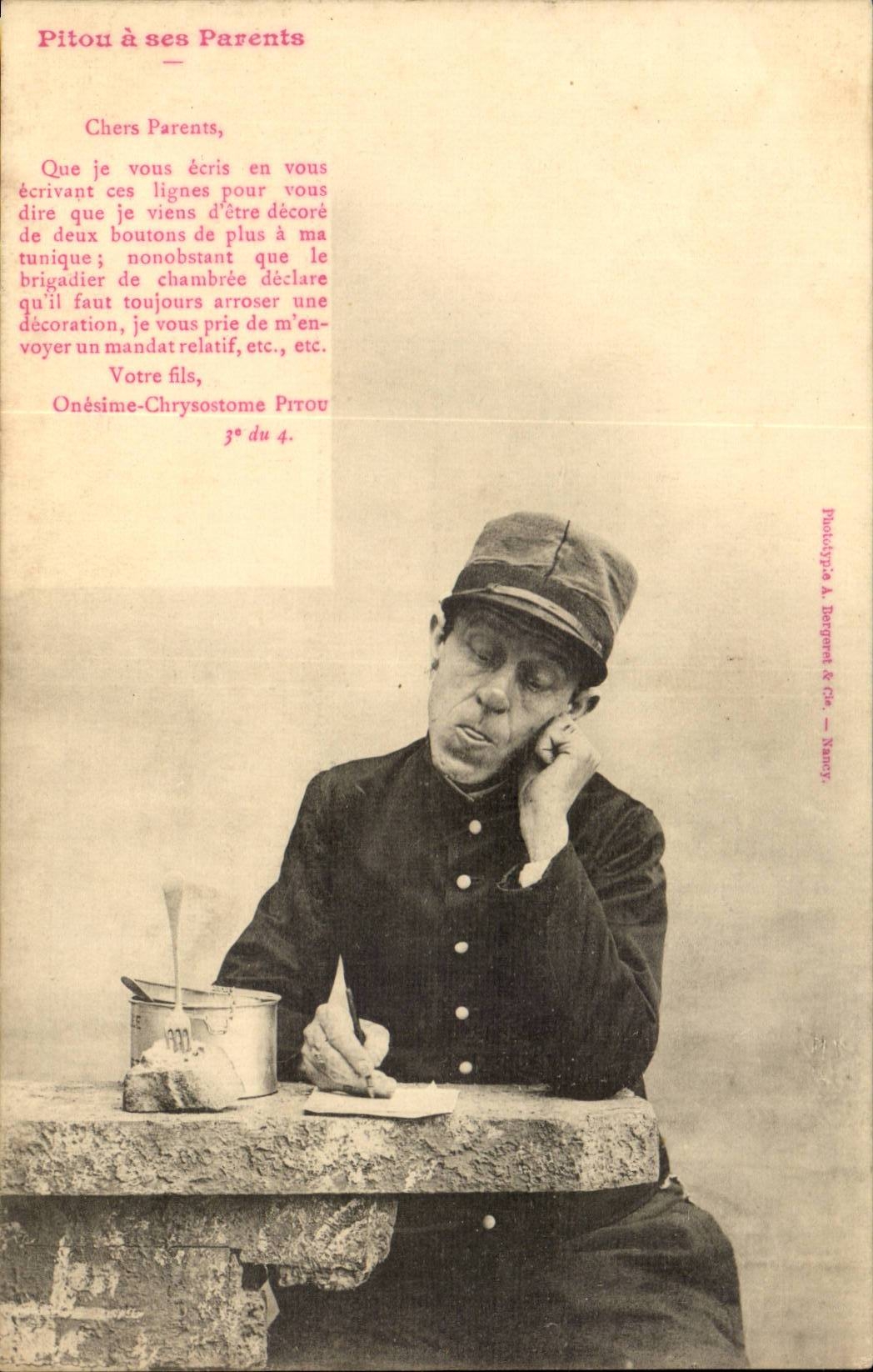 Fantasy - Man - Pitou has his/her Parents - Humor - Man with expression filled face - CPA