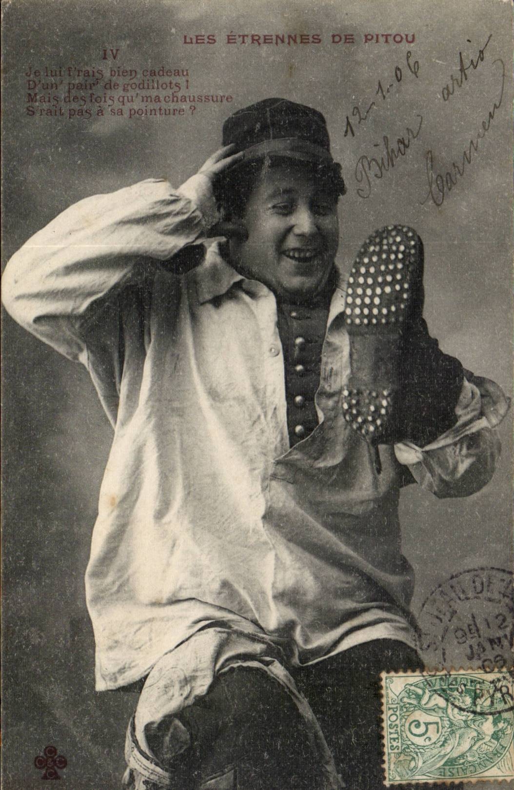 Fantasy - Man - New Year's gifts of Pitou - Clown - Humor - Buffoon - CPA