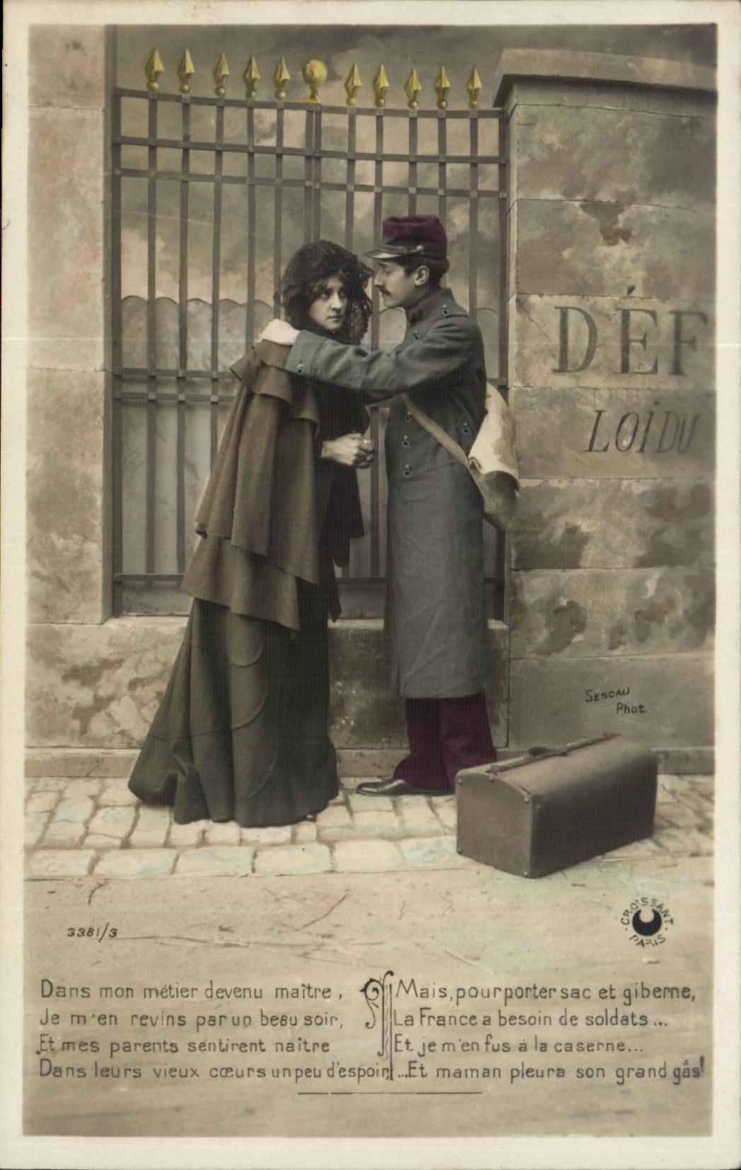 Fantaisie - Femme - Couple - soldat CPA