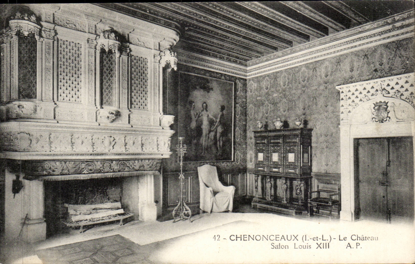 Chenonceaux - Le Chateau - Salon Louis XIII- CPA 