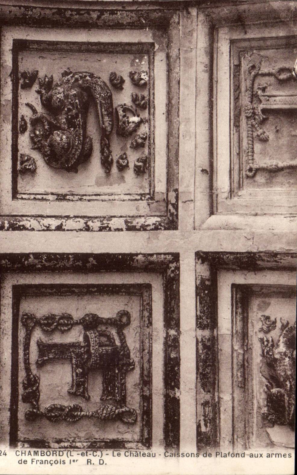Chenonceaux - Caissons de Plafonds aux armes de Francois 1 CPA 