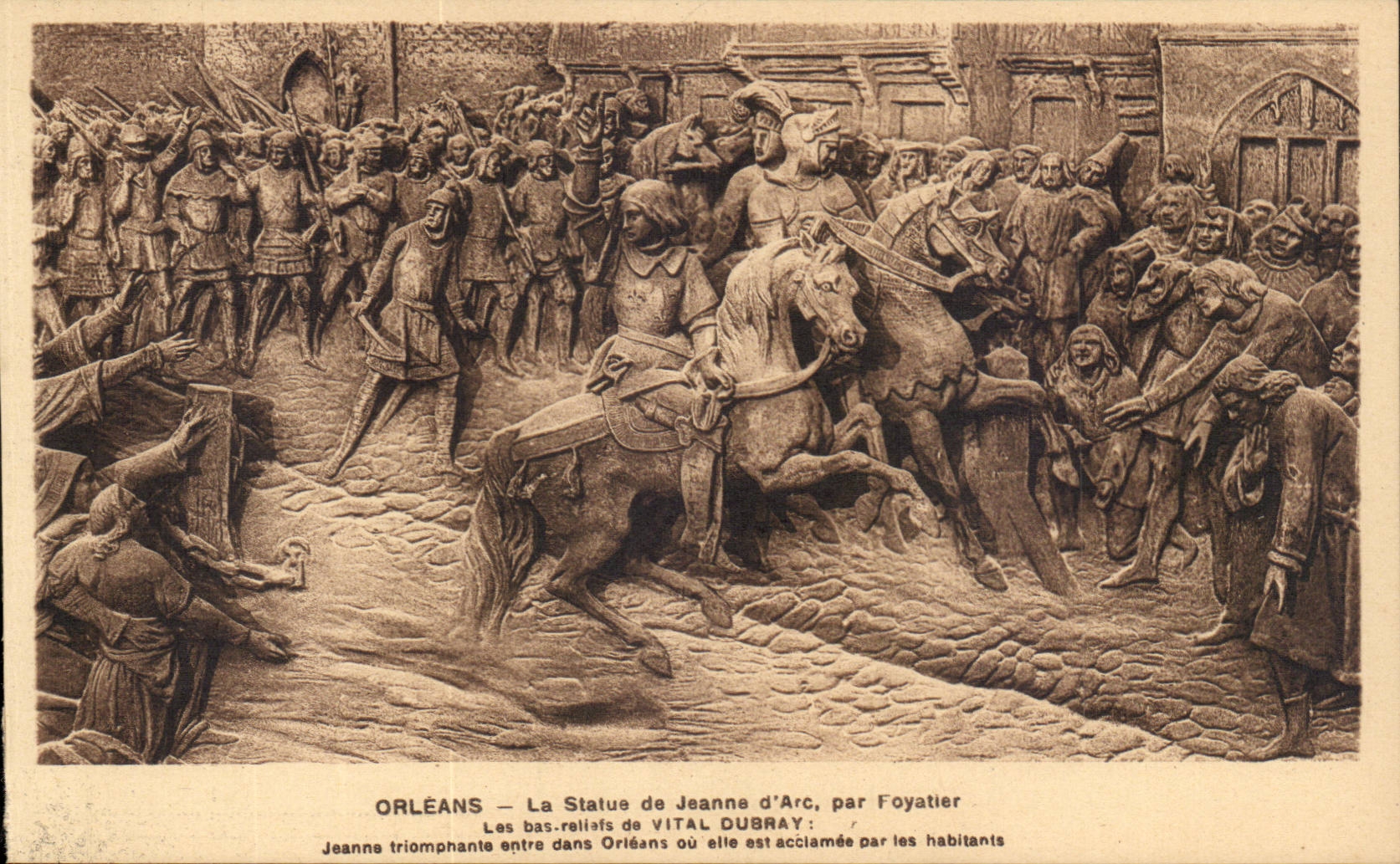 Orleans - Statue of Jeanne d' Arc by Low Foyaatier Relief - triumphing in Orleans - CPA