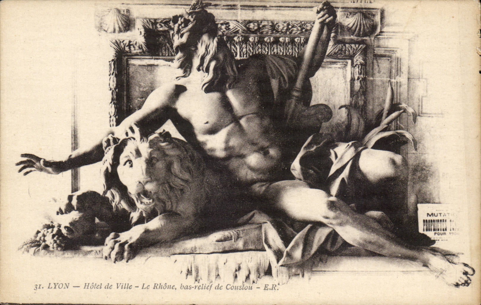 Lyon - Rathaus - die Rhône - niedrige Entlastung - CPA