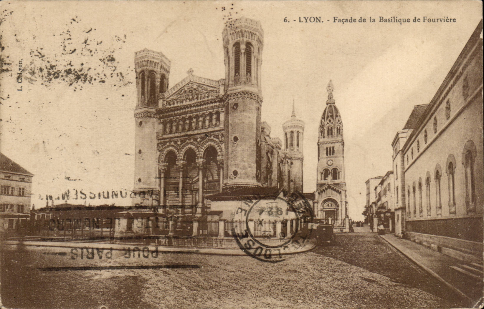 Lyon - Front der Basilika von Fourviere CPA