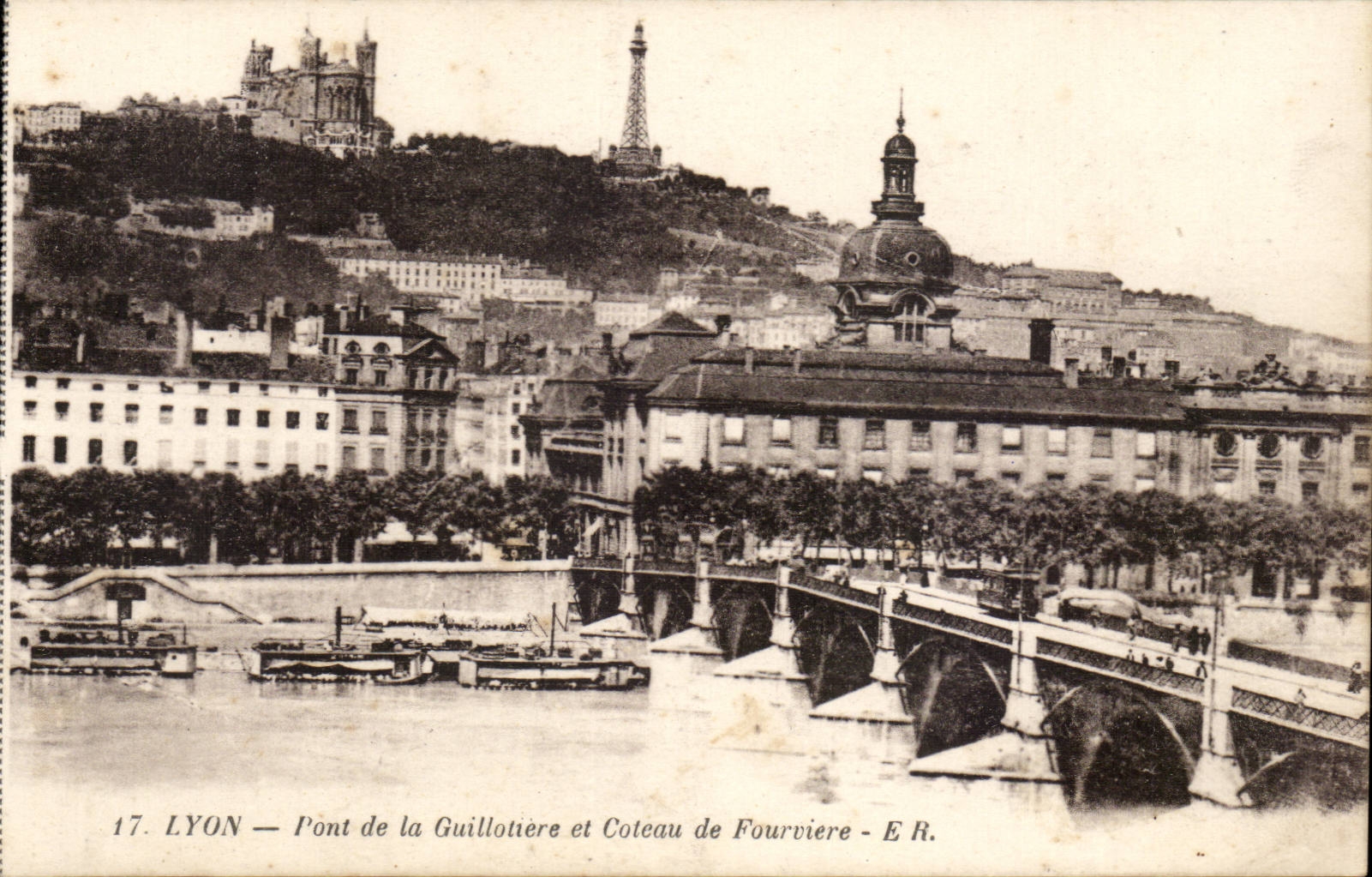 Lyon - Brucke von Guillotiere und von Coteau von Fourviere CPA