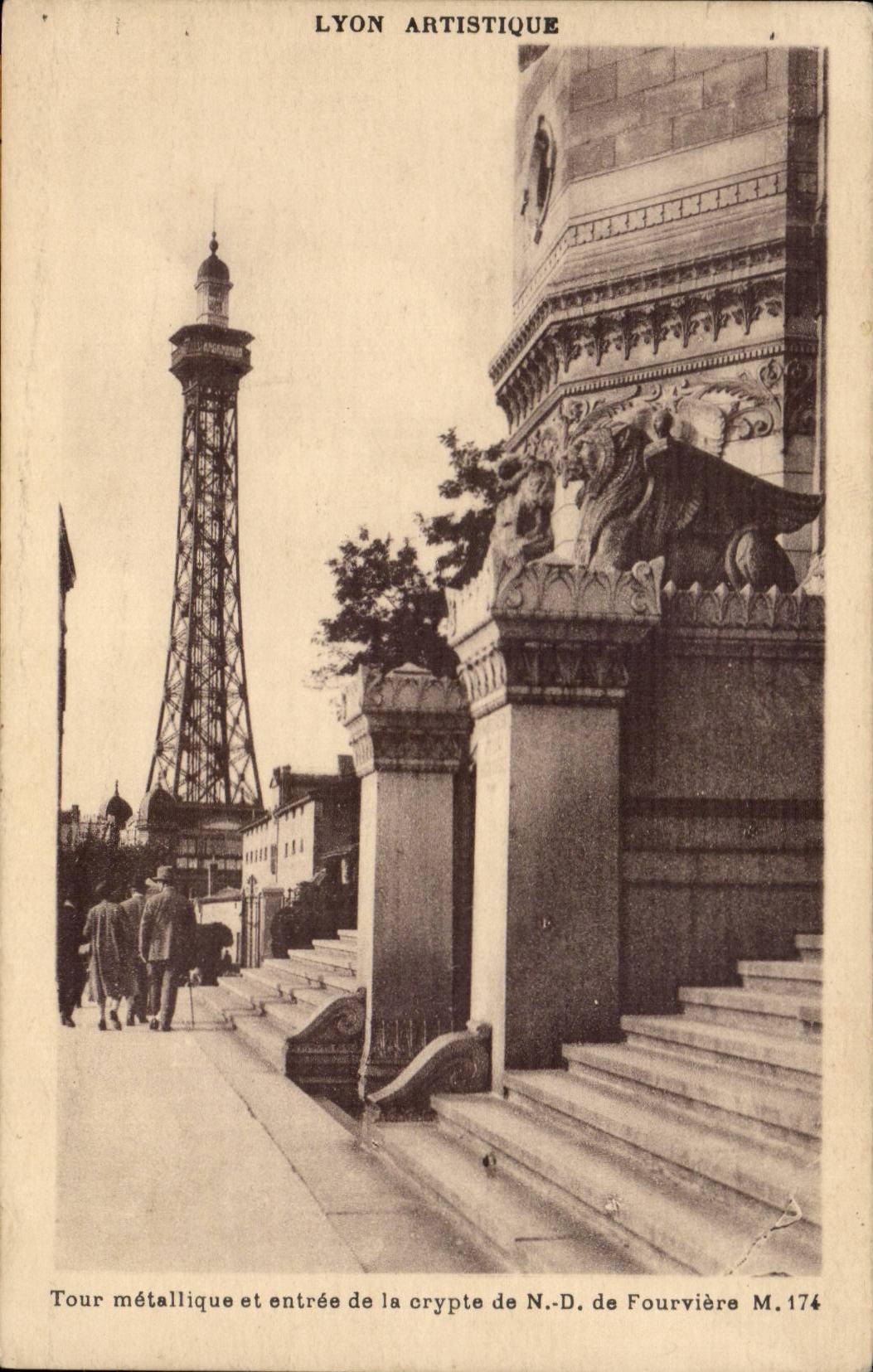 Kunstlerisches Lyon - Metallumdrehung und Hereinkommen der Krypta unserer Dame von Fourviere - CPA