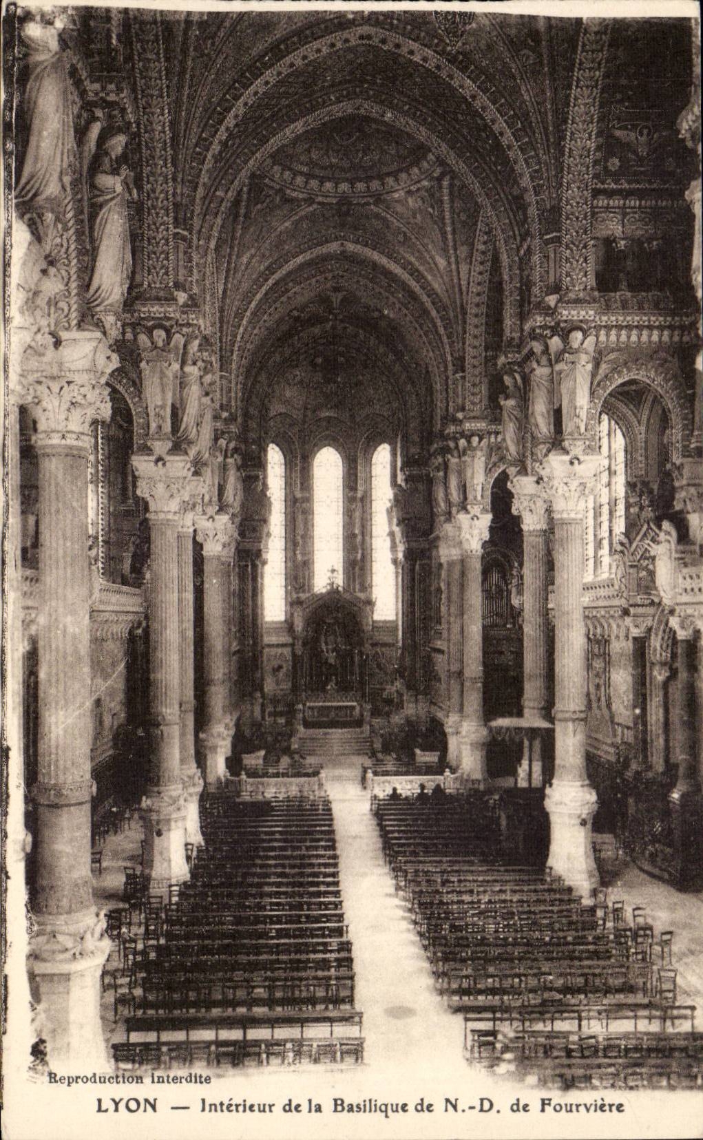 Lyon - Basilika von Notre Dame de Fourviere - Innenraum - CPA
