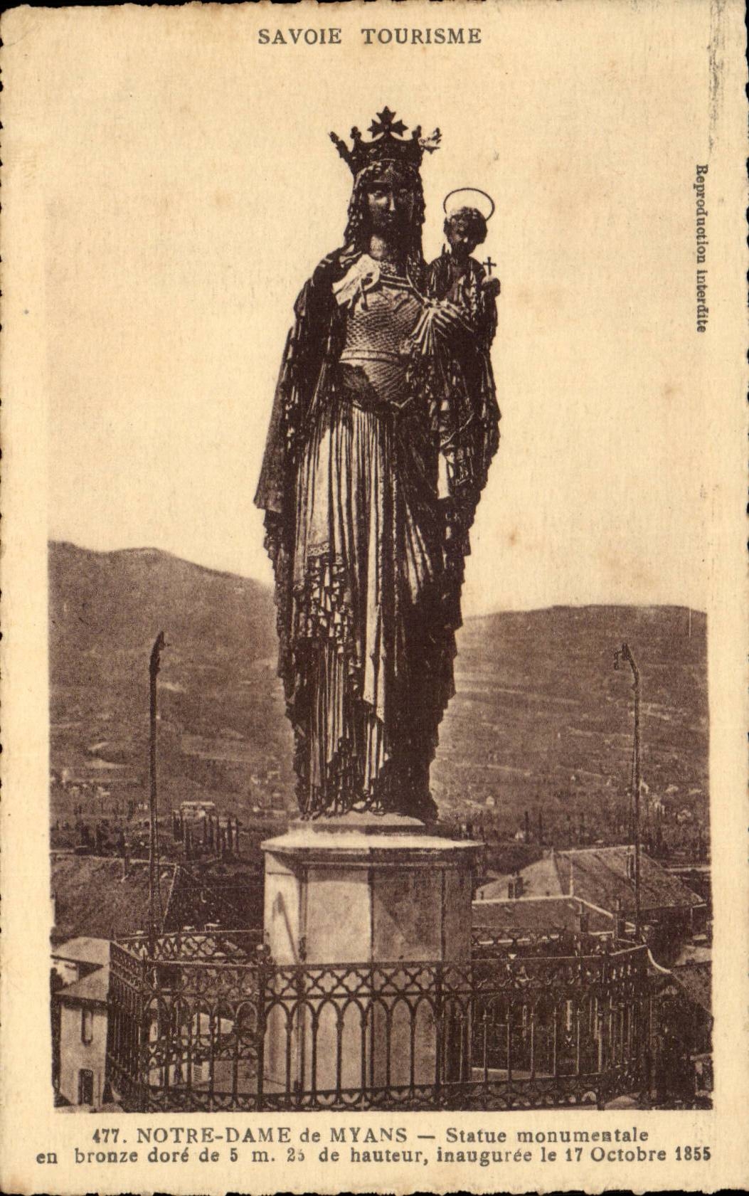 Our Lady of Myans - Statue Monumental out of bronze of 5 m inauguree 1855 CPA gild