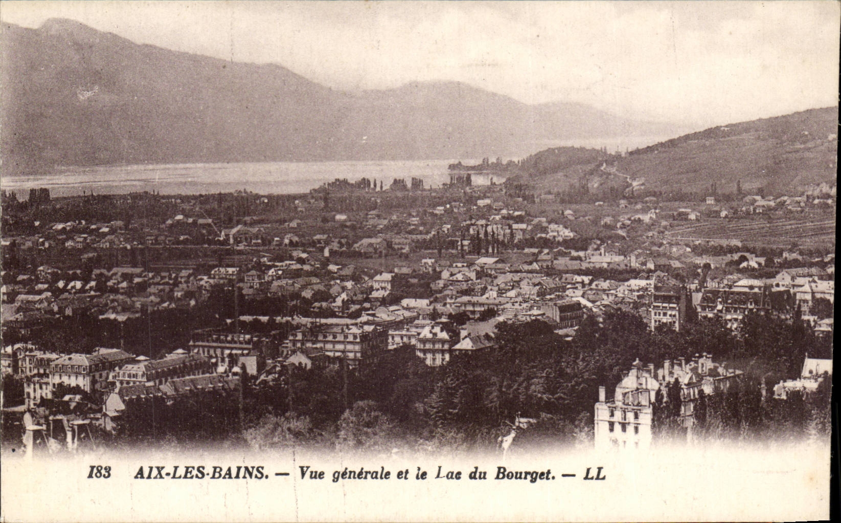 Aix les Bains - View and the Lake Le Bourget CPA