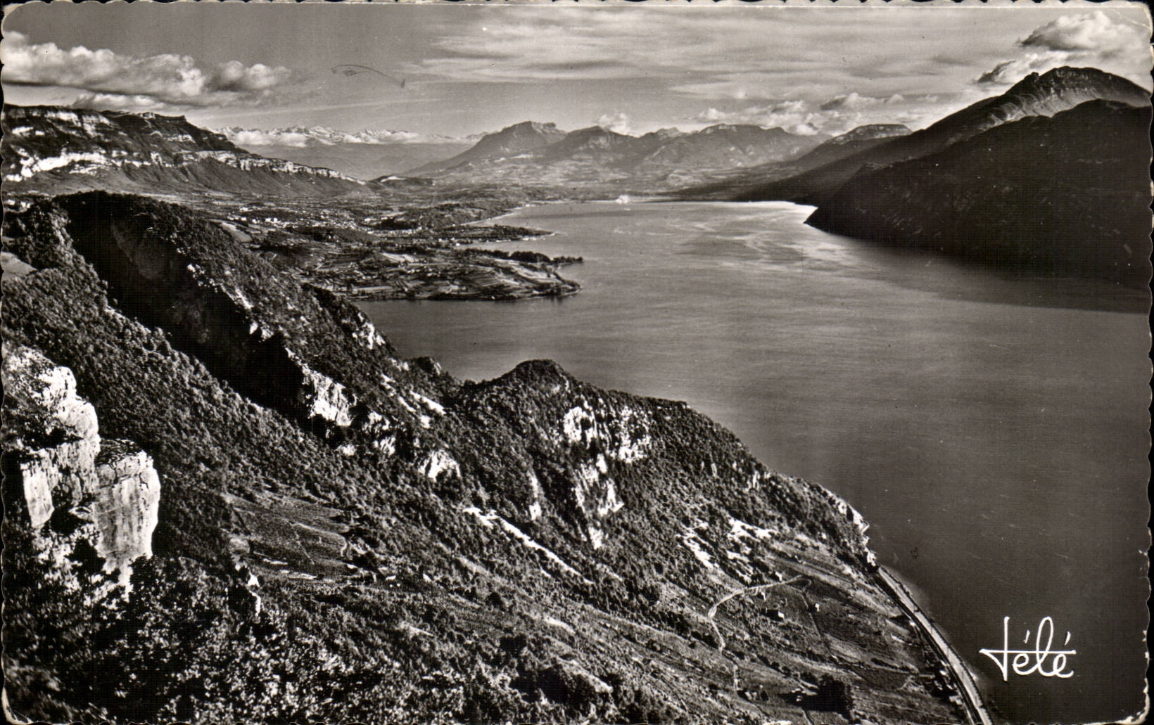 MODERN CARD the lake and Aix les Bains Chain of Belledonne seen of Chambotte
