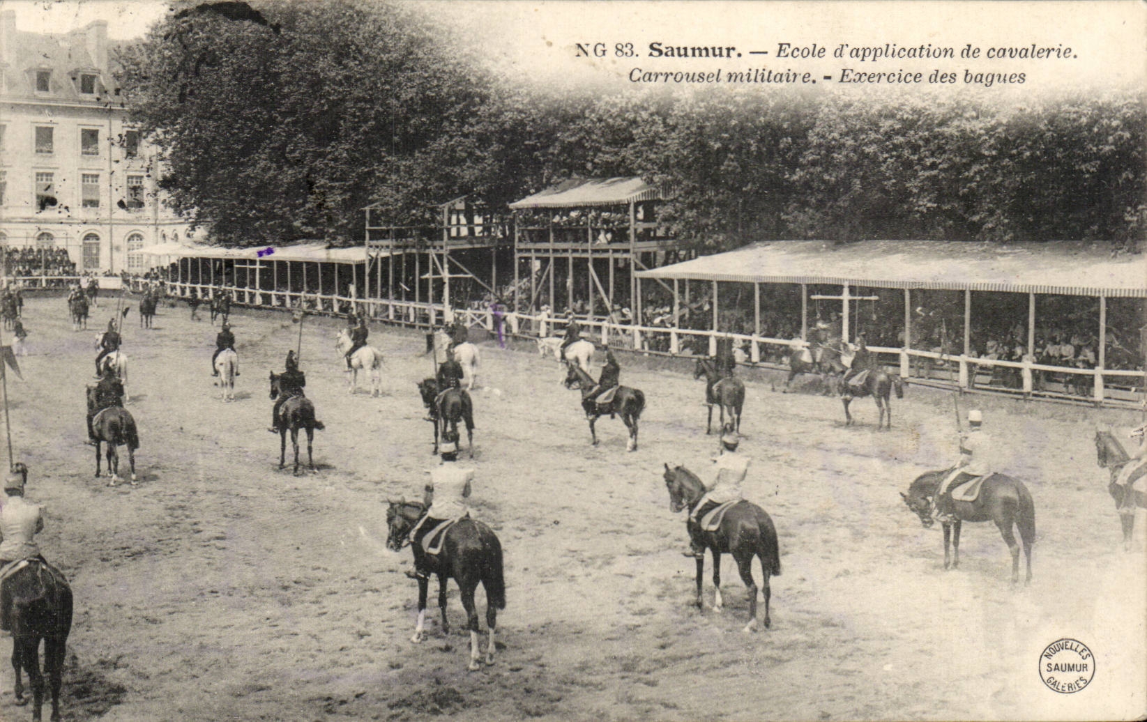 Saumur CPA School of application of military cavalry Carousel Exercise of the rings (riding horse hippism)