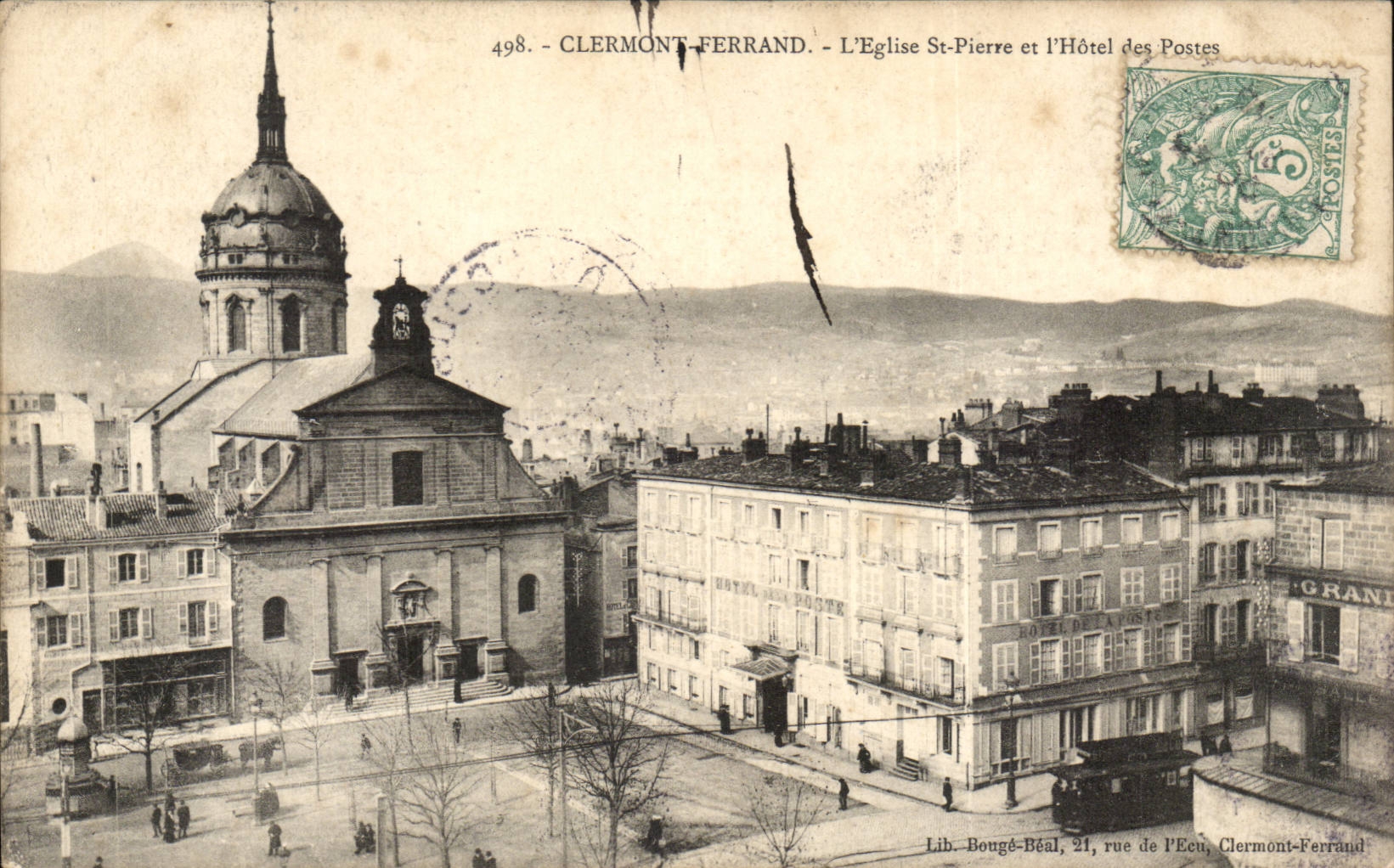 CPA Clermont Ferrand Church Saint Pierre and post office building