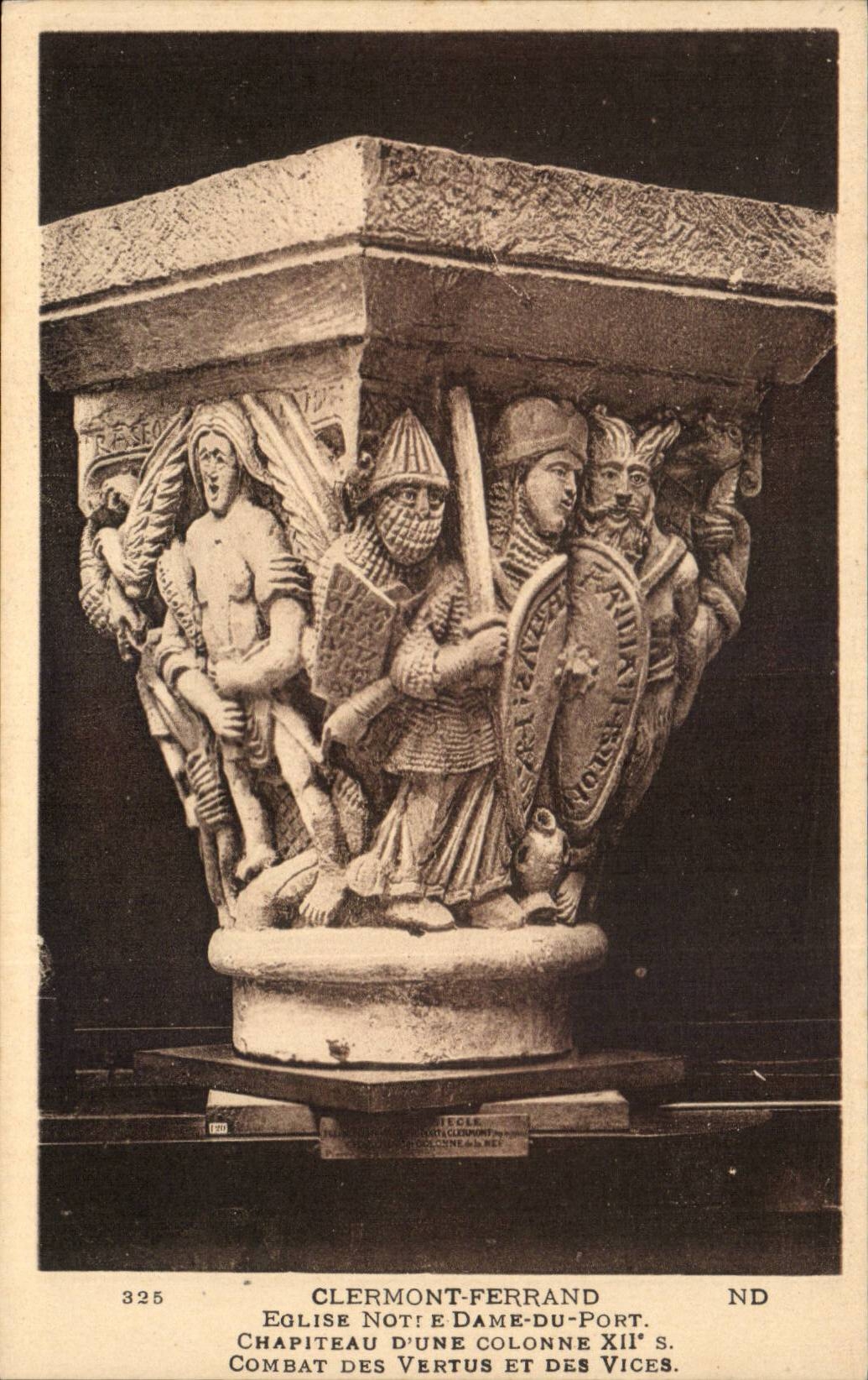 CPA Clermont Ferrand Chapiteau of a column Fights virtues and defects