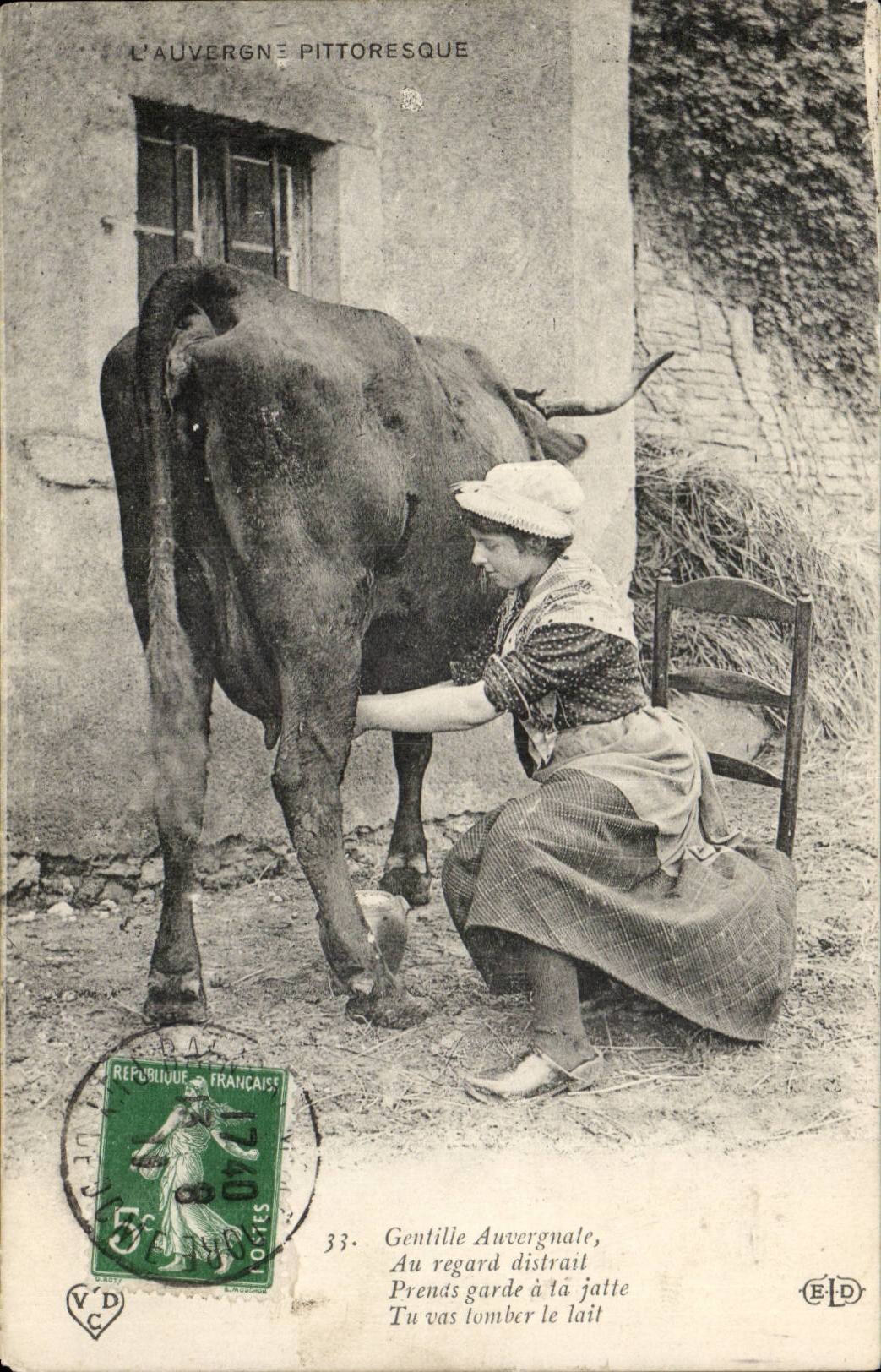 CPA Nice Auvergne auvergnate Cow (folklore costume) TOP