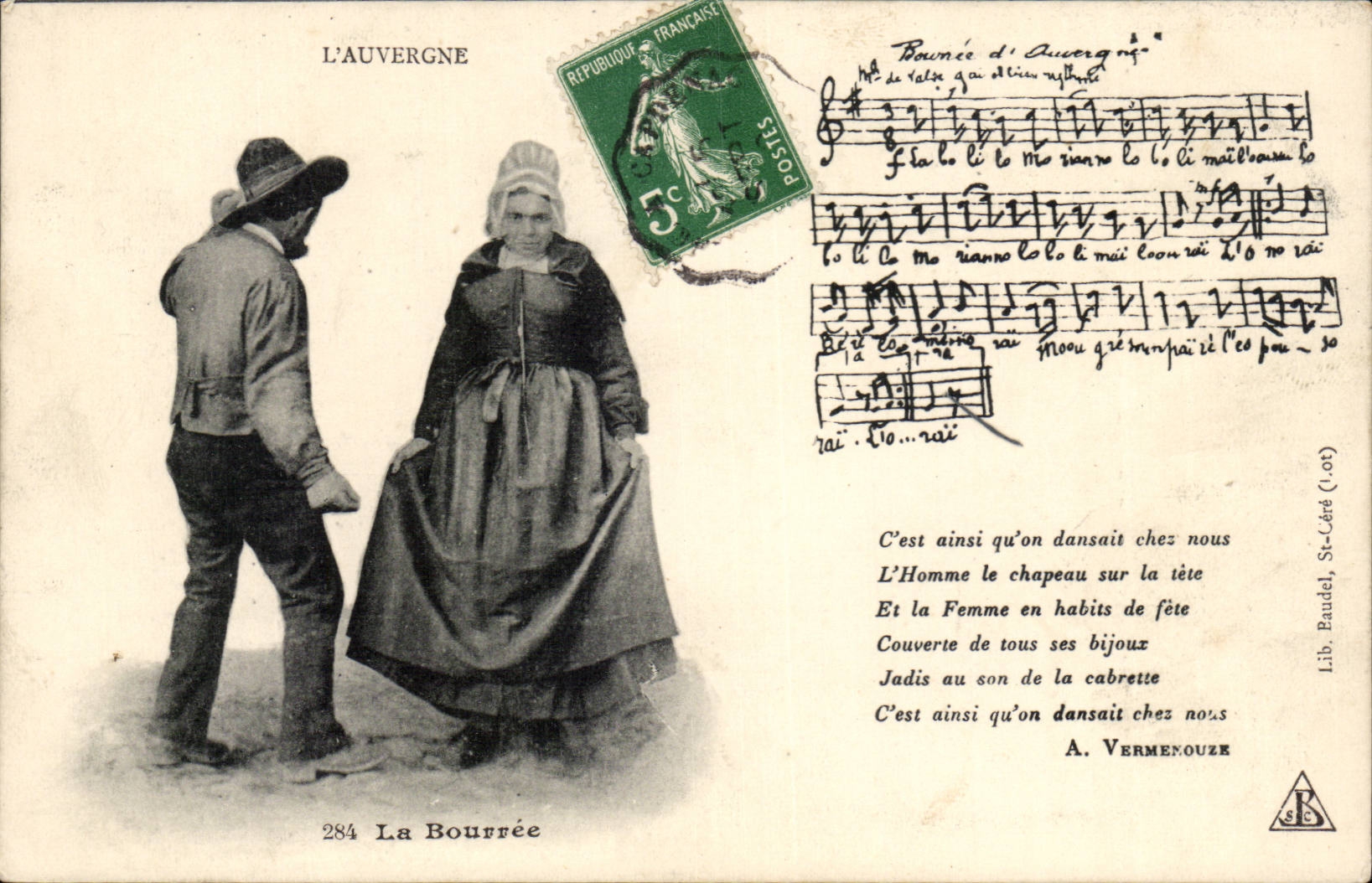 CPA Auvergne The bourree (folklore costume dances)