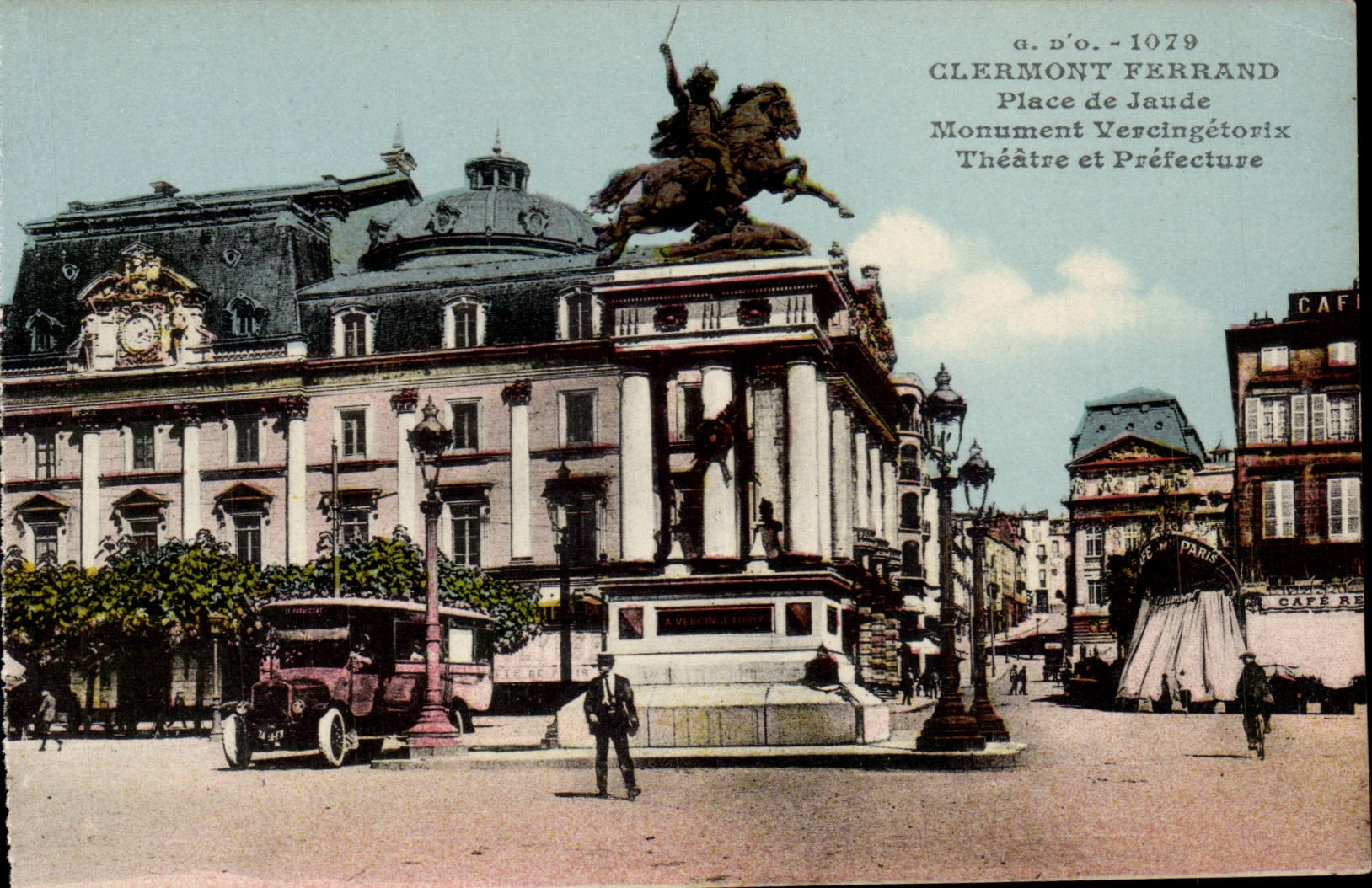 CPA Clermont Ferrand Places of Jaude Monument Vercingetorix Theater of Prefecture
