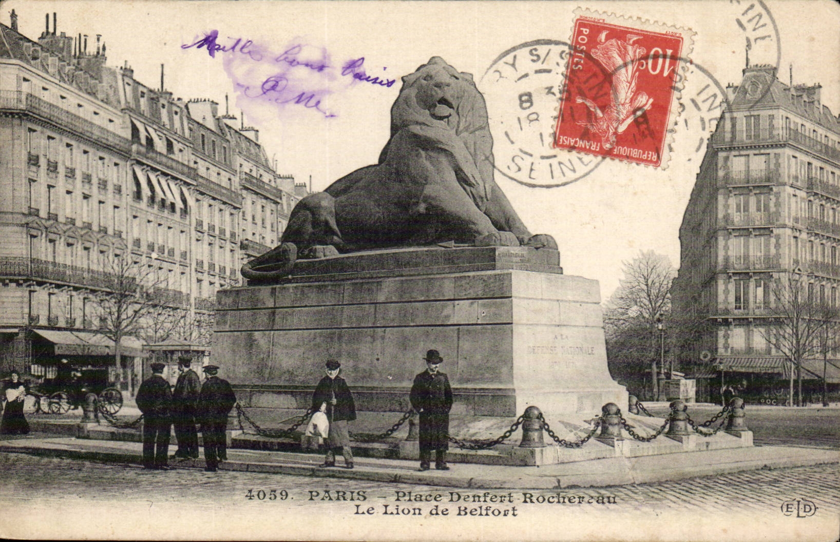 Paris CPA Places Denfert Rochereau the lion of Belfort